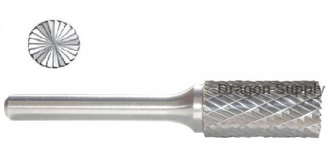 New Double Cut Carbide Burrs Cylinder End Shape B 1/8" Shank 1/4" Head #CB1862BD