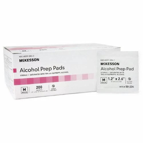 Alcohol Prep Pad McKesson Isopropyl Alcohol; 70% Indivi