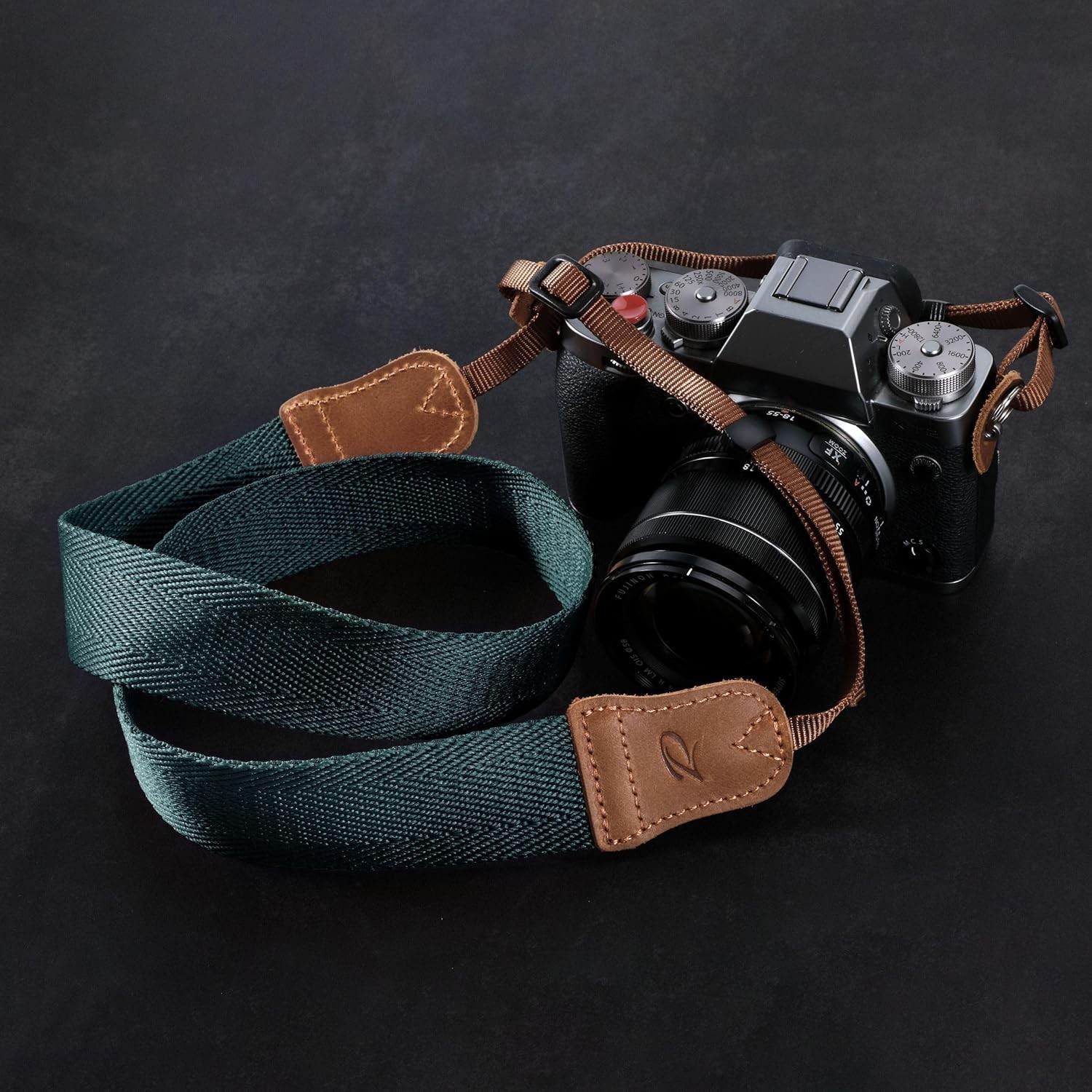 Comfortable Adjustable Photographer's Camera Strap - Dark Blue Green Retro Style