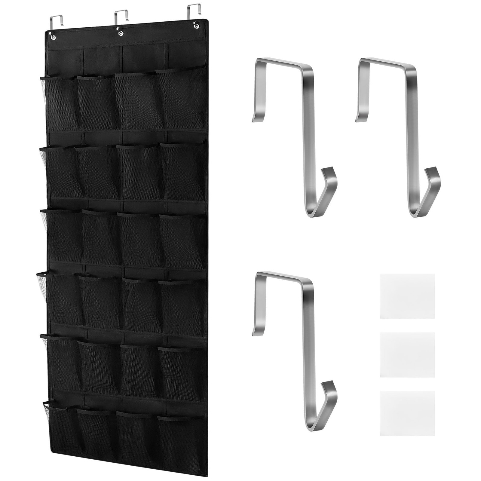HARBULE 24 Large Pockets Upgraded Over the Door Shoe Organizer, Black