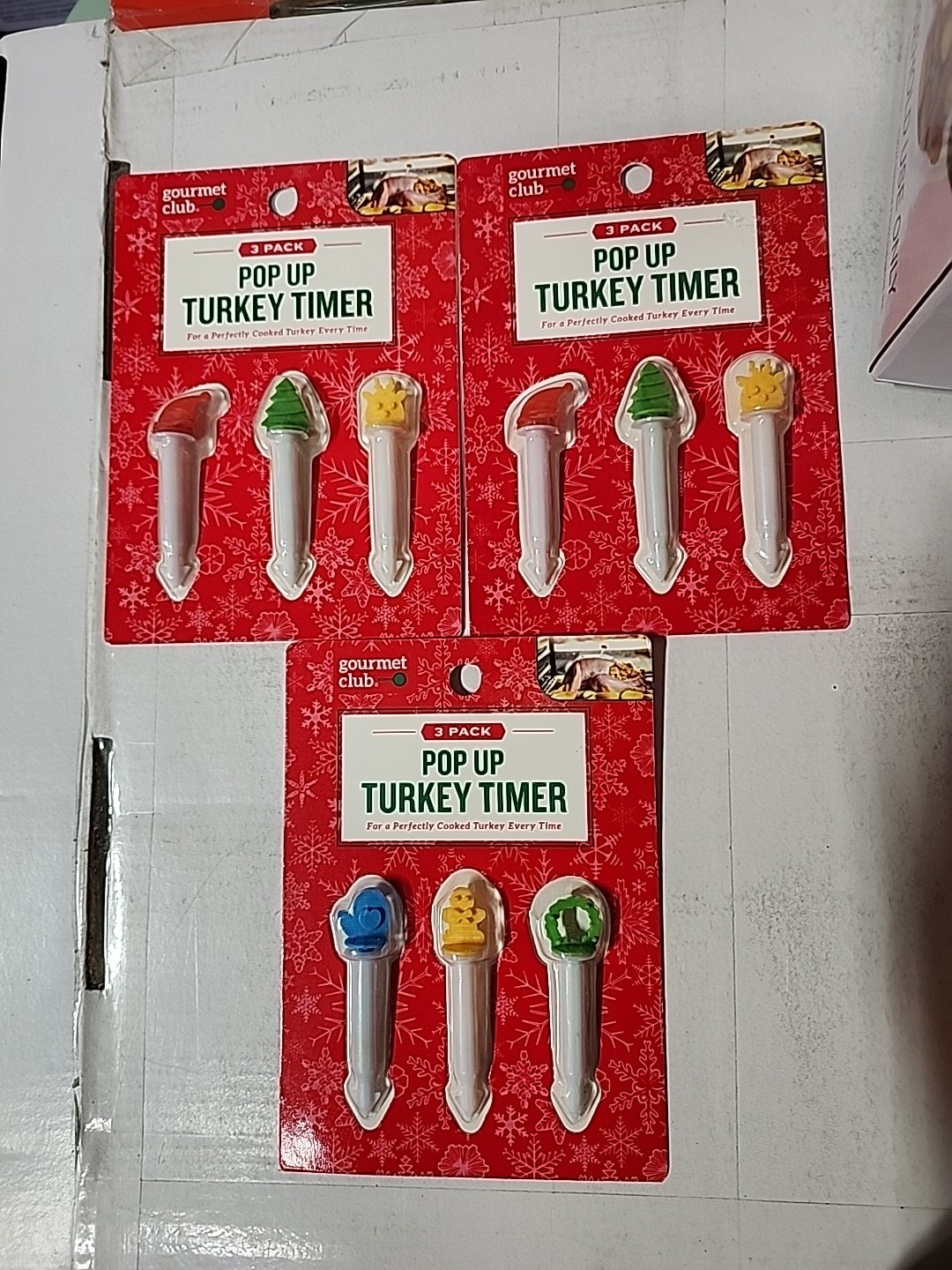 3 Packs Of Gourmet Club 3-Pack Pop Up Turkey Timers Christmas ￼￼Themed
