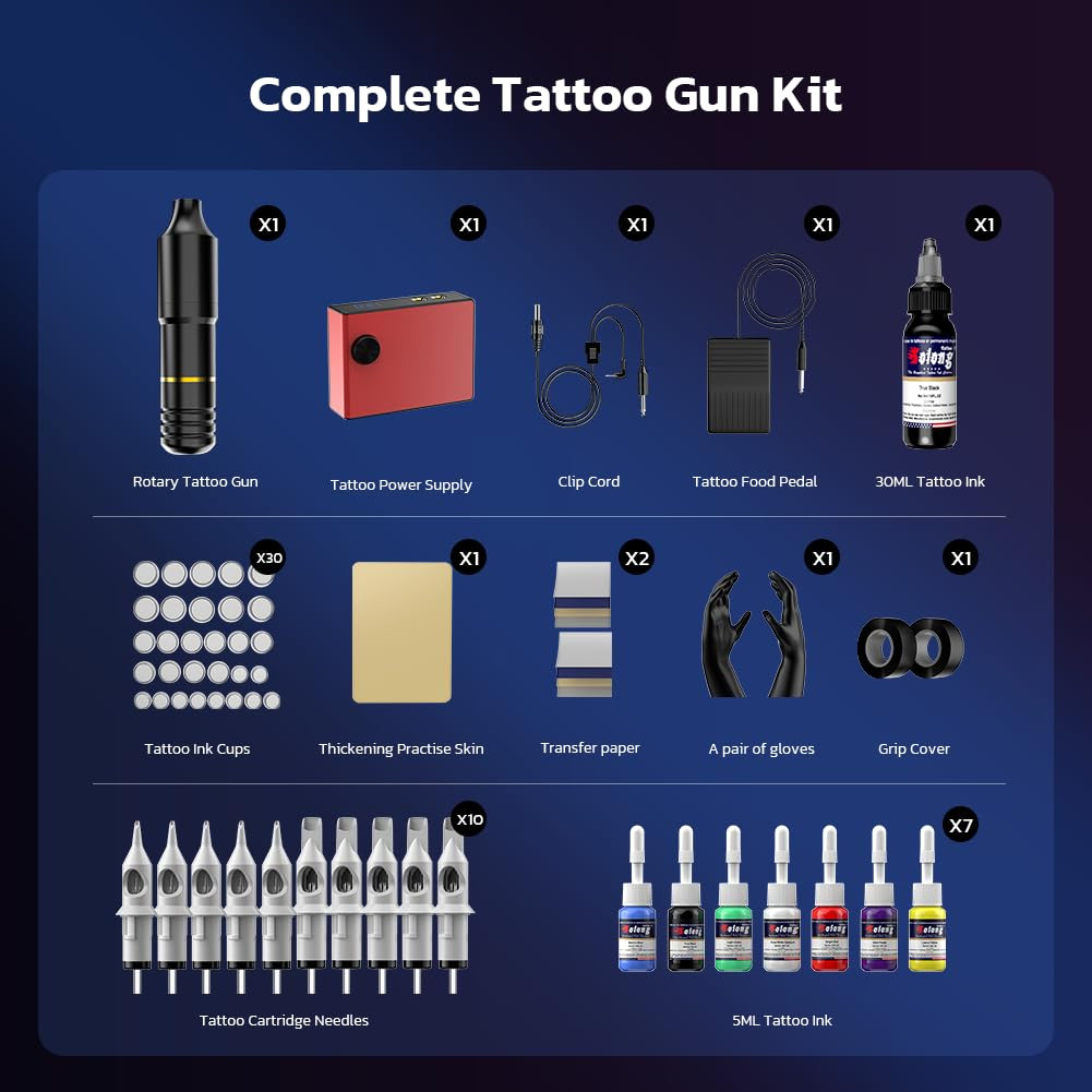 Solong Complete Rotary Tattoo Machine Kit for Beginners and Professionals