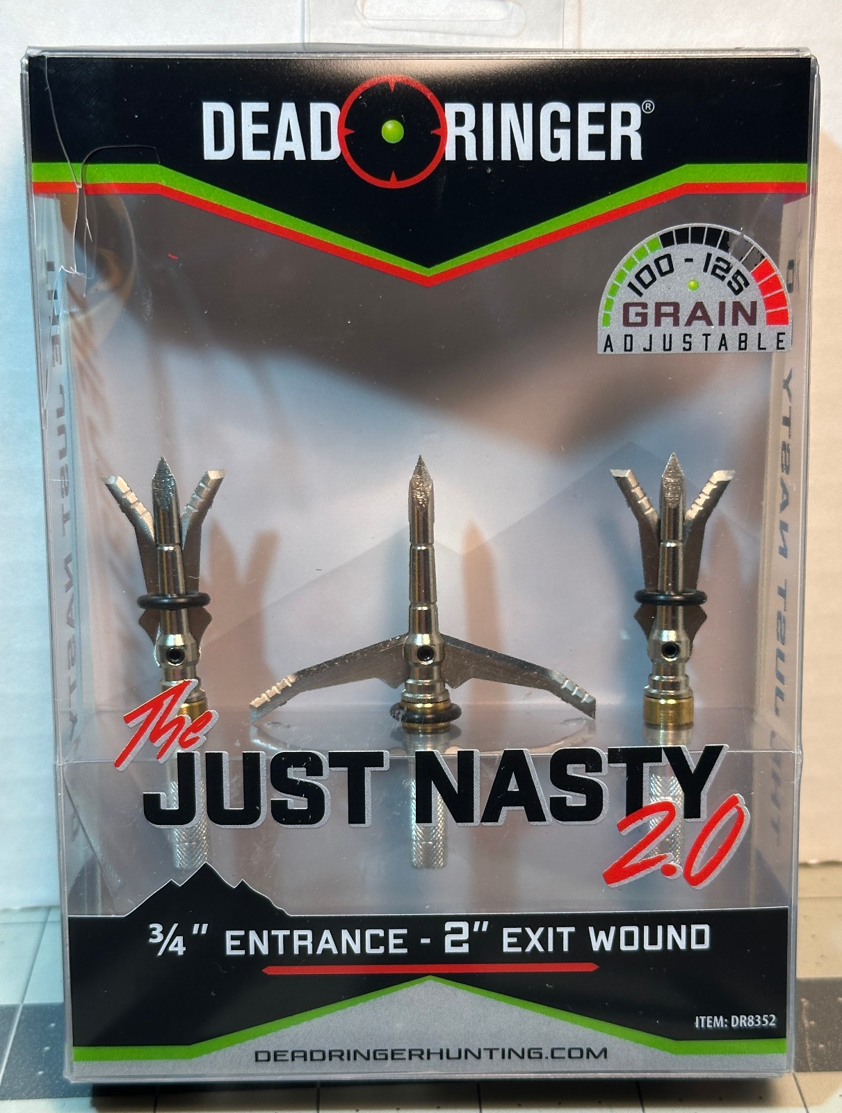(3) Dead Ringer DR8352 Just Nasty 2.0 Broadheads, 100-125 Grain Adjust.