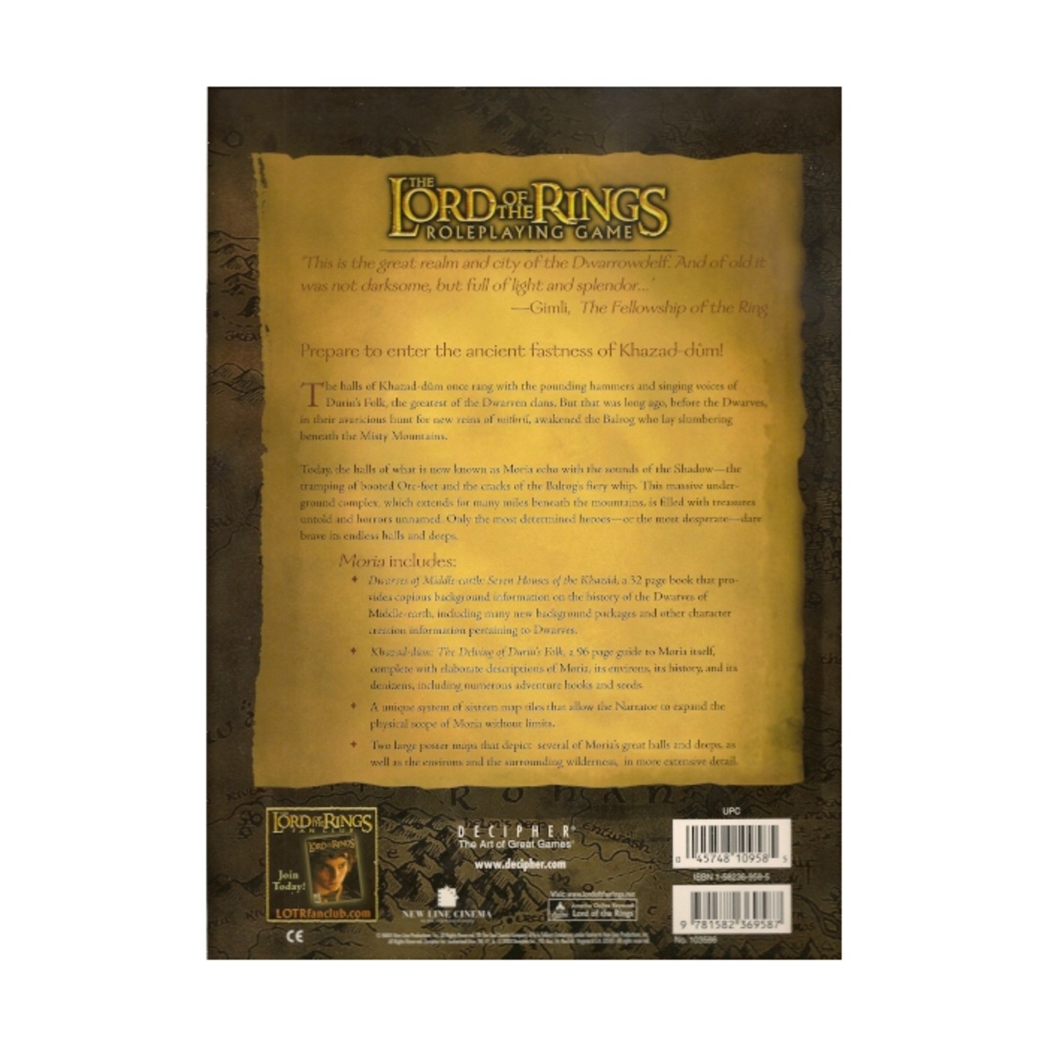 Decipher LotR RPG d20 Moria VG+/NM