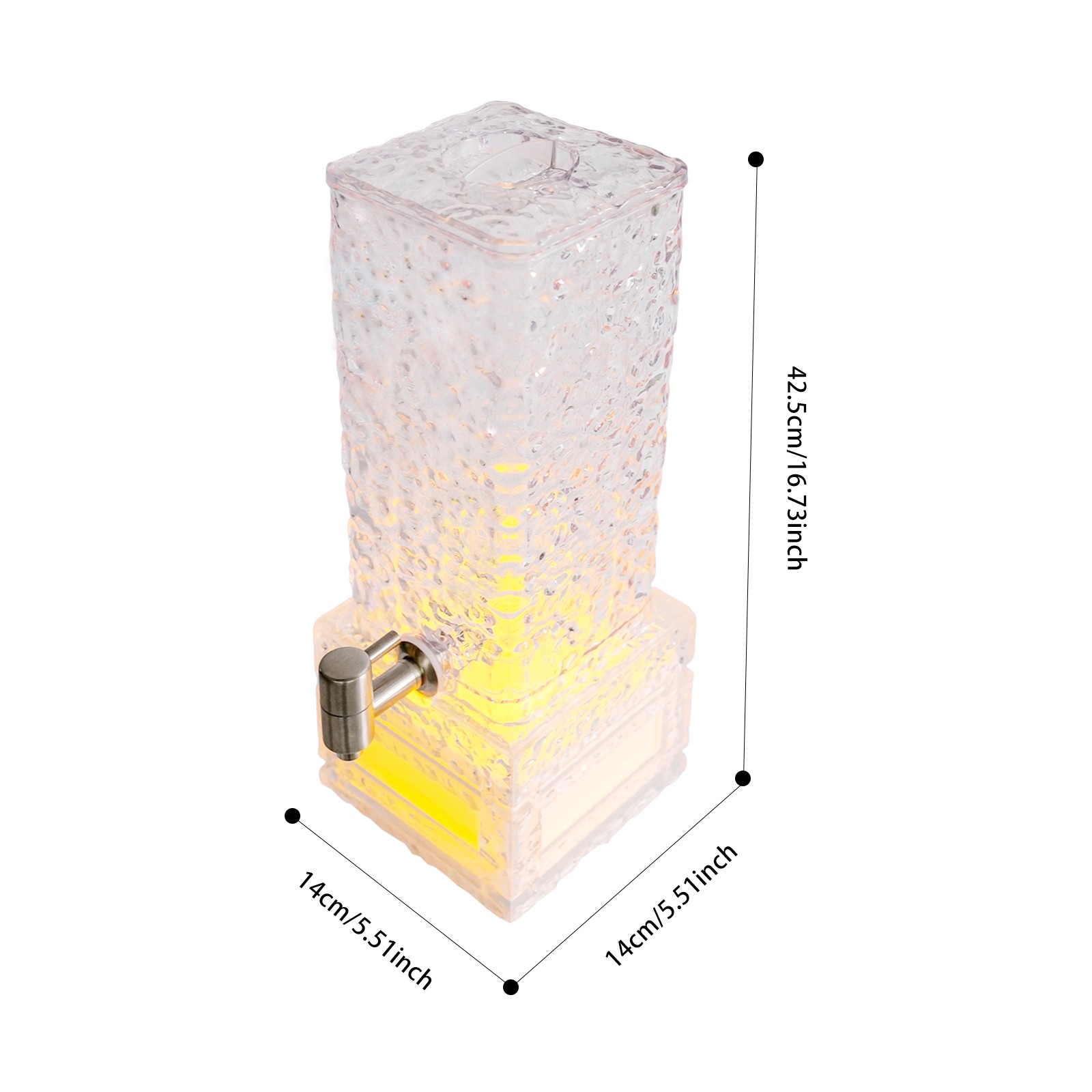 3L/0.79gal Party Beverage Dispenser Water Juice Drink Dispenser Gold LED Light