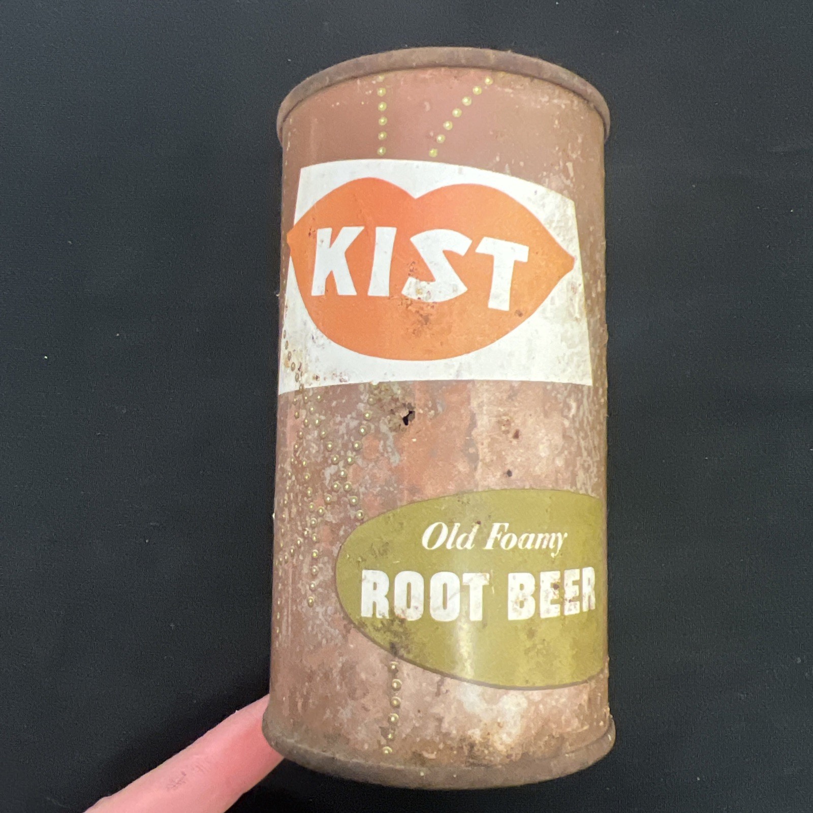 Early KIST Root Beer Flat Top Soda Can Chicago, IL Citrus Products Vintage Rare