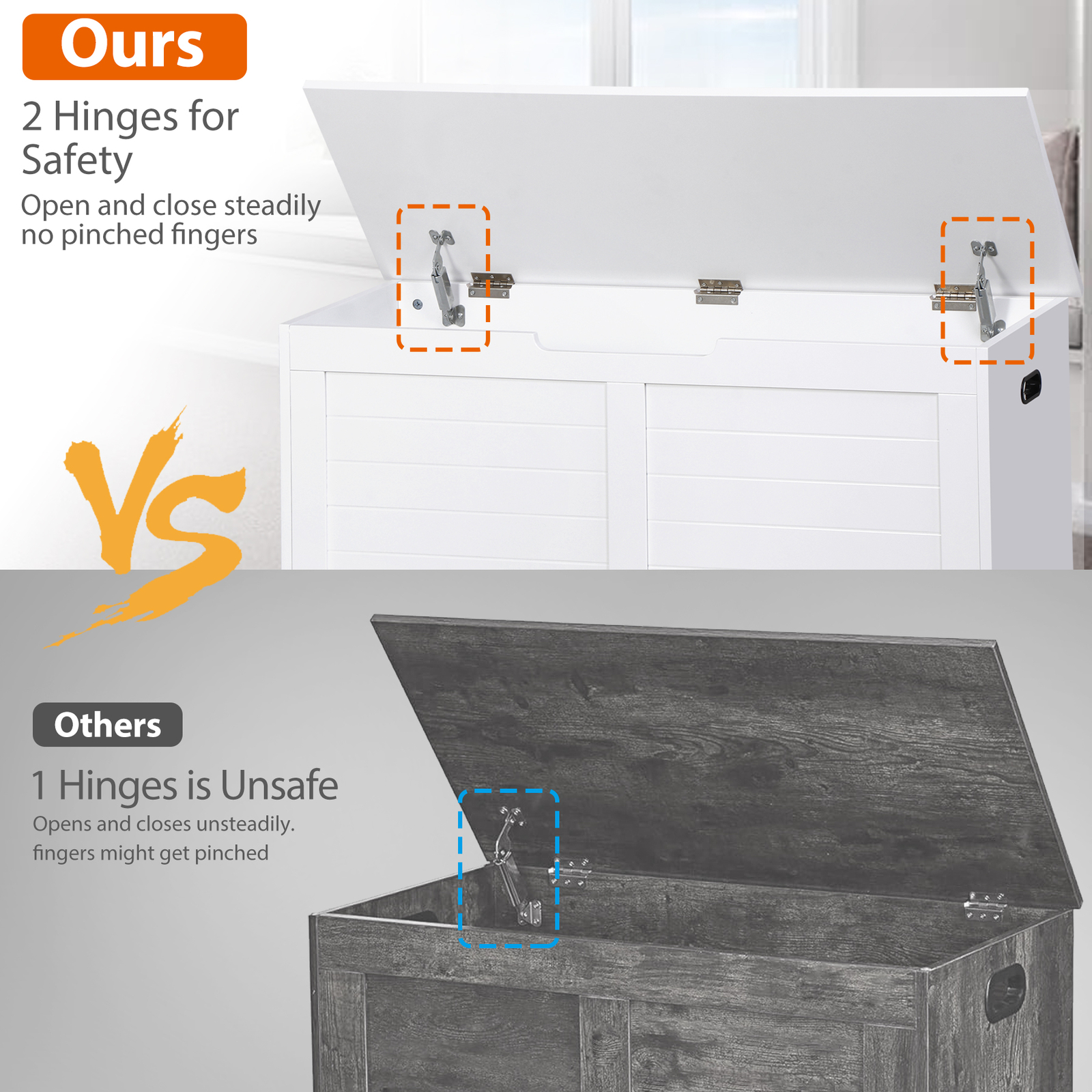 Storage Chest Storage Trunk with 2 Safety Hinges Storage Bench Shoe Bench White