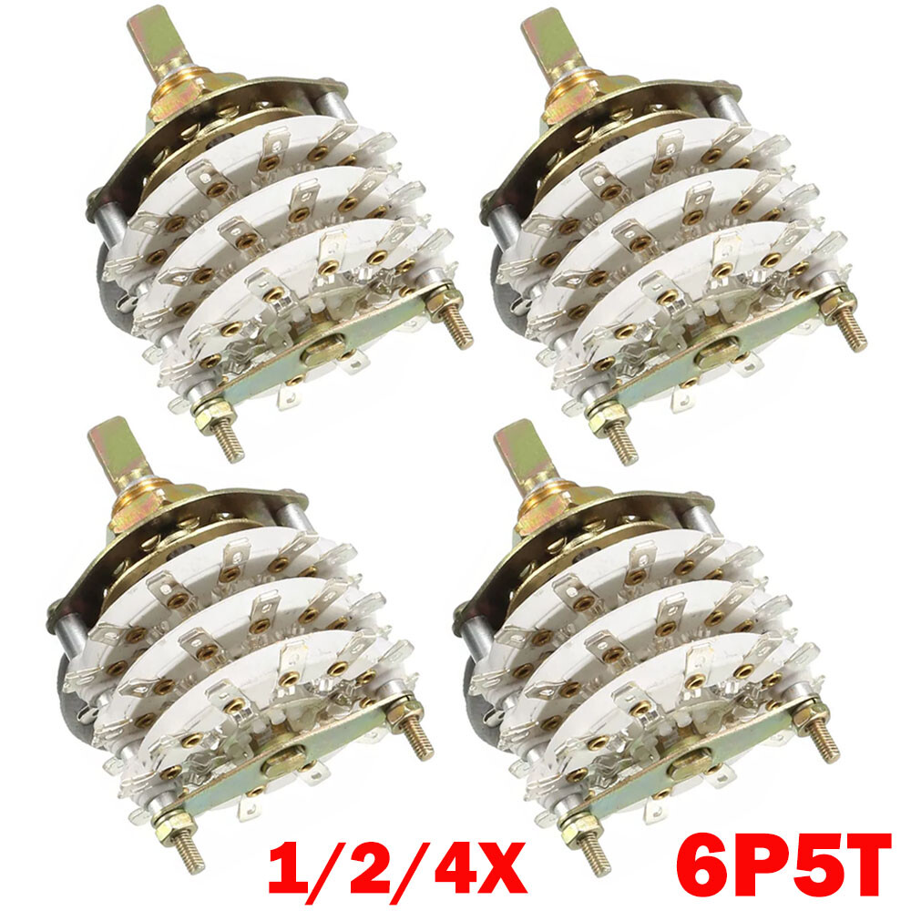 1/2/4x 9.7MM 6P5T 6 Pole 5 Throw 3 Deck Band Channel Rotary Switch Selector