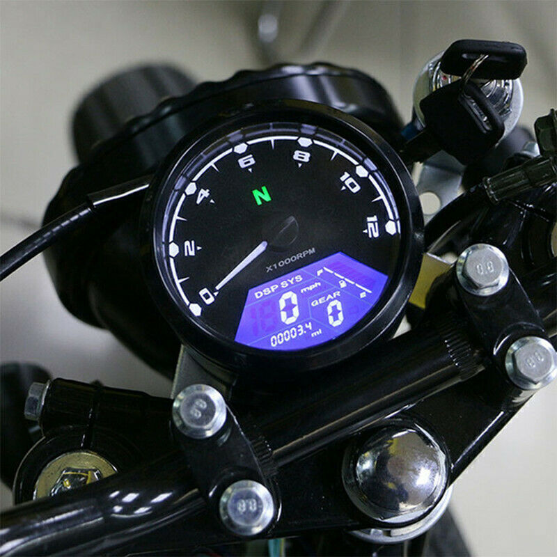 Digital Motorcycle Speedometer Tachometer Gauge Meter Universal Fit For Harley ,