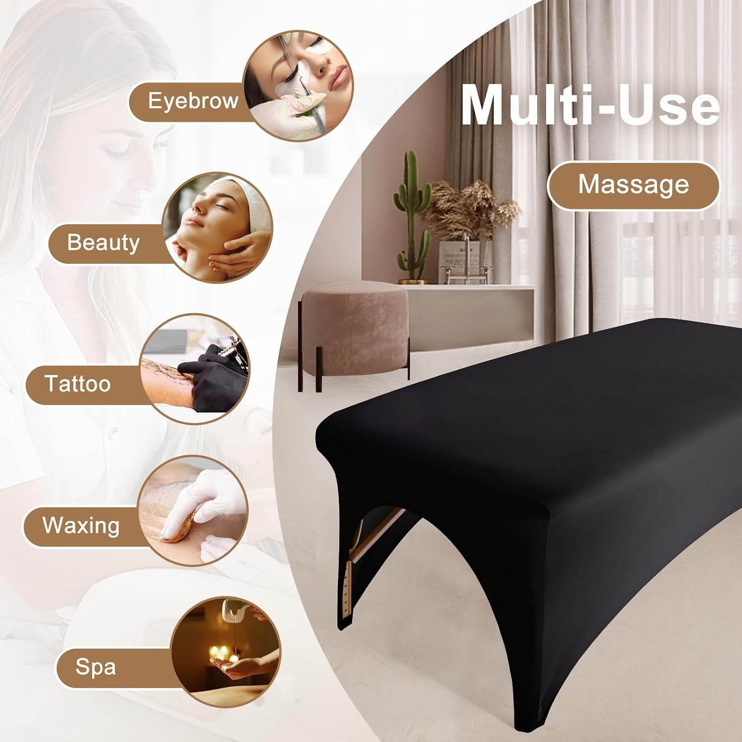 Machine Washable Spa Bed Cover - Soft Protective Topper for Beauty Tables