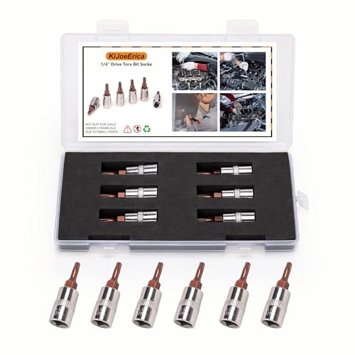 6 PCS Torx Bit Socket 1/4" Drive, S2 Steel Bits CR-V 38mm Length Torx T27