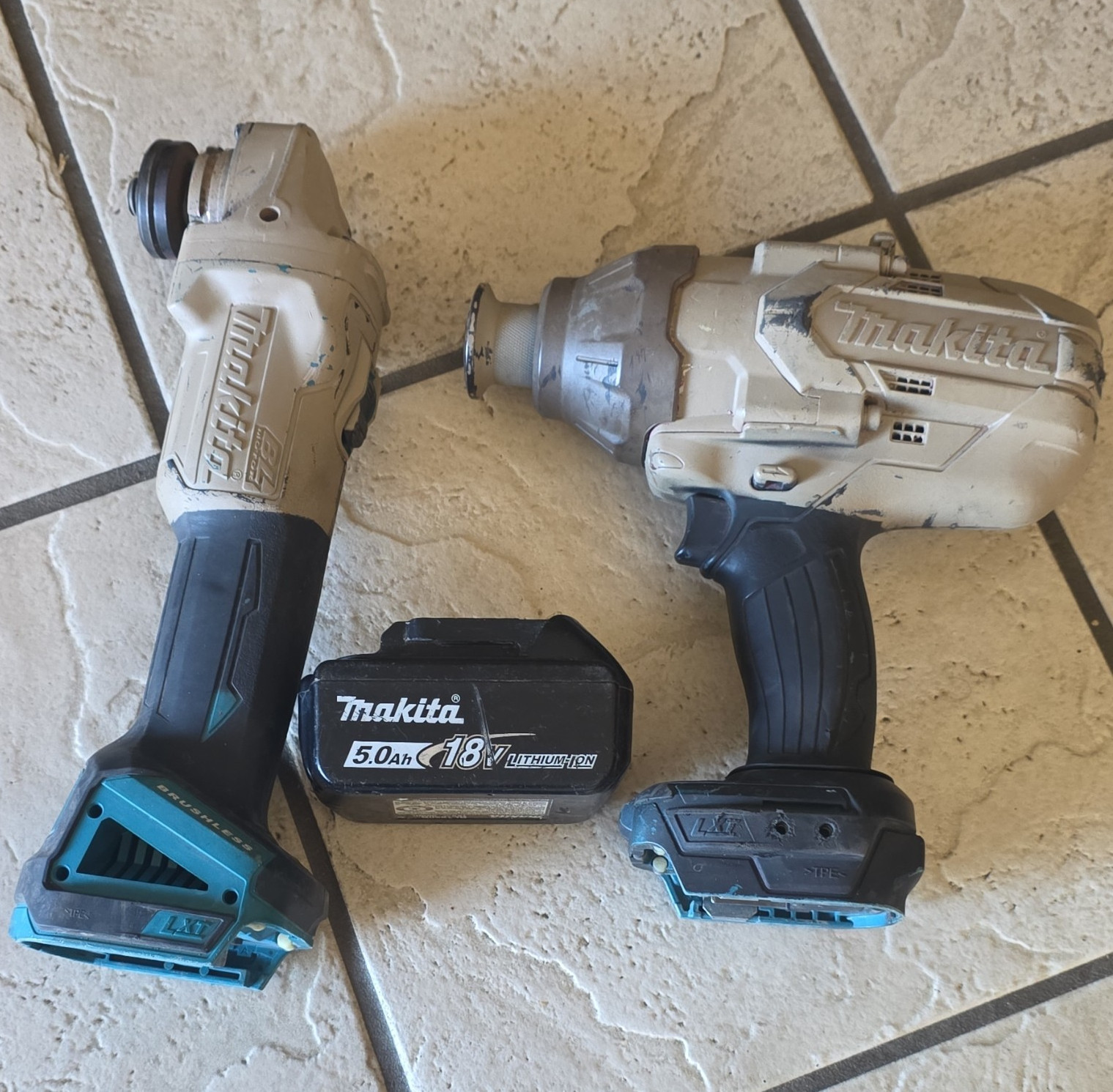 Makita XWT09 18V LXT Brushless Impact Wrench & Angle Grinder w/ 5.0Ah