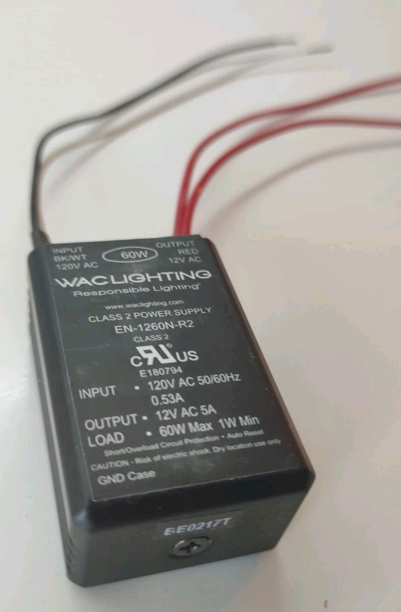WAC Lighting EN-1260N-R2, Load AC 12v / 60W. Electronic Transformer