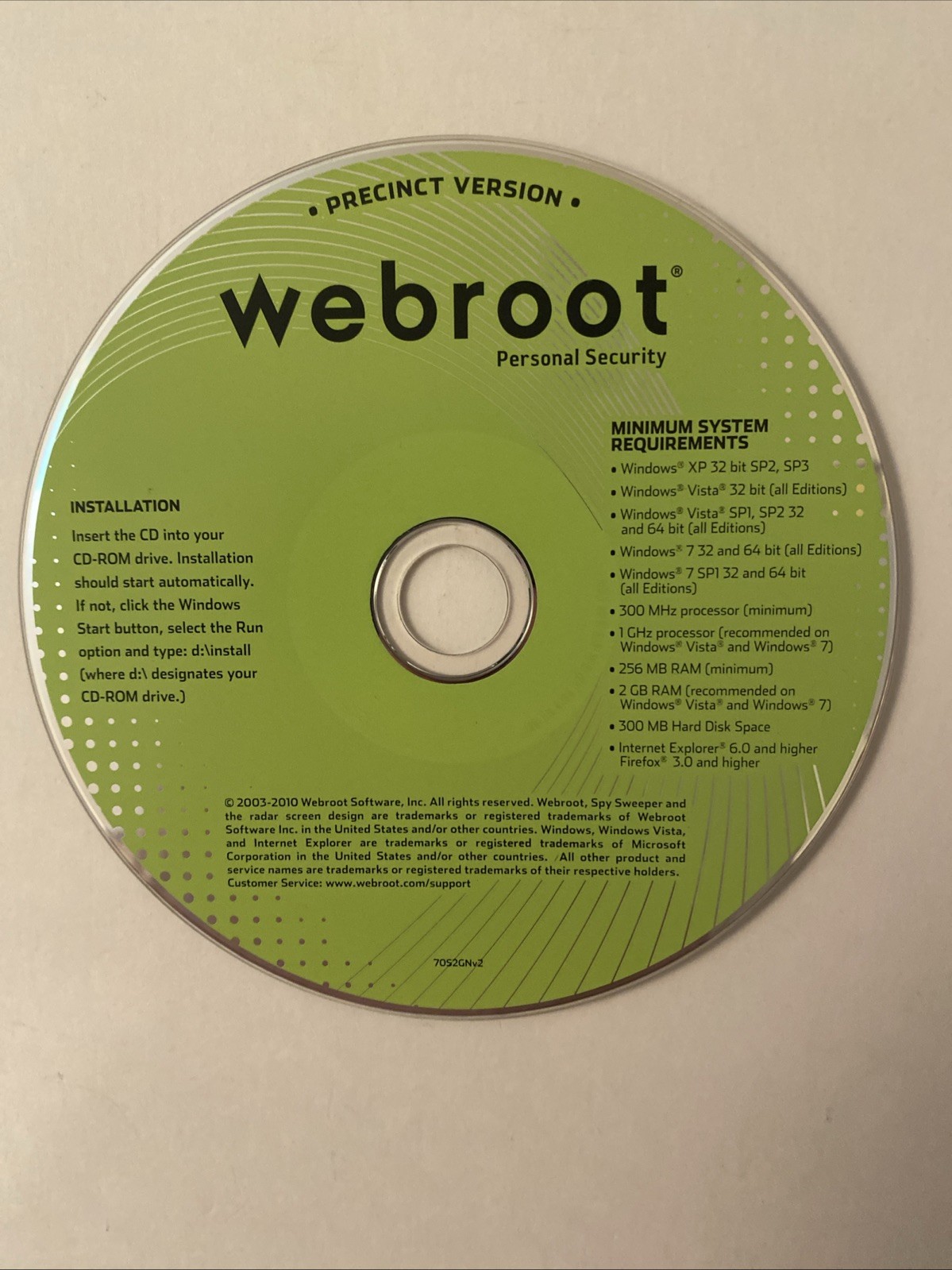 Webroot Antivirus with Spy Sweeper Personal Security PC 2010 Windows
