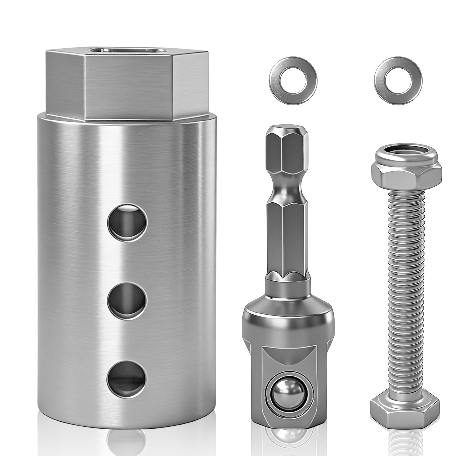 Trailer Jack Drill Adapter Kit, Fits 1-Inch Jack Drive Shafts, 2-in-1 Design for