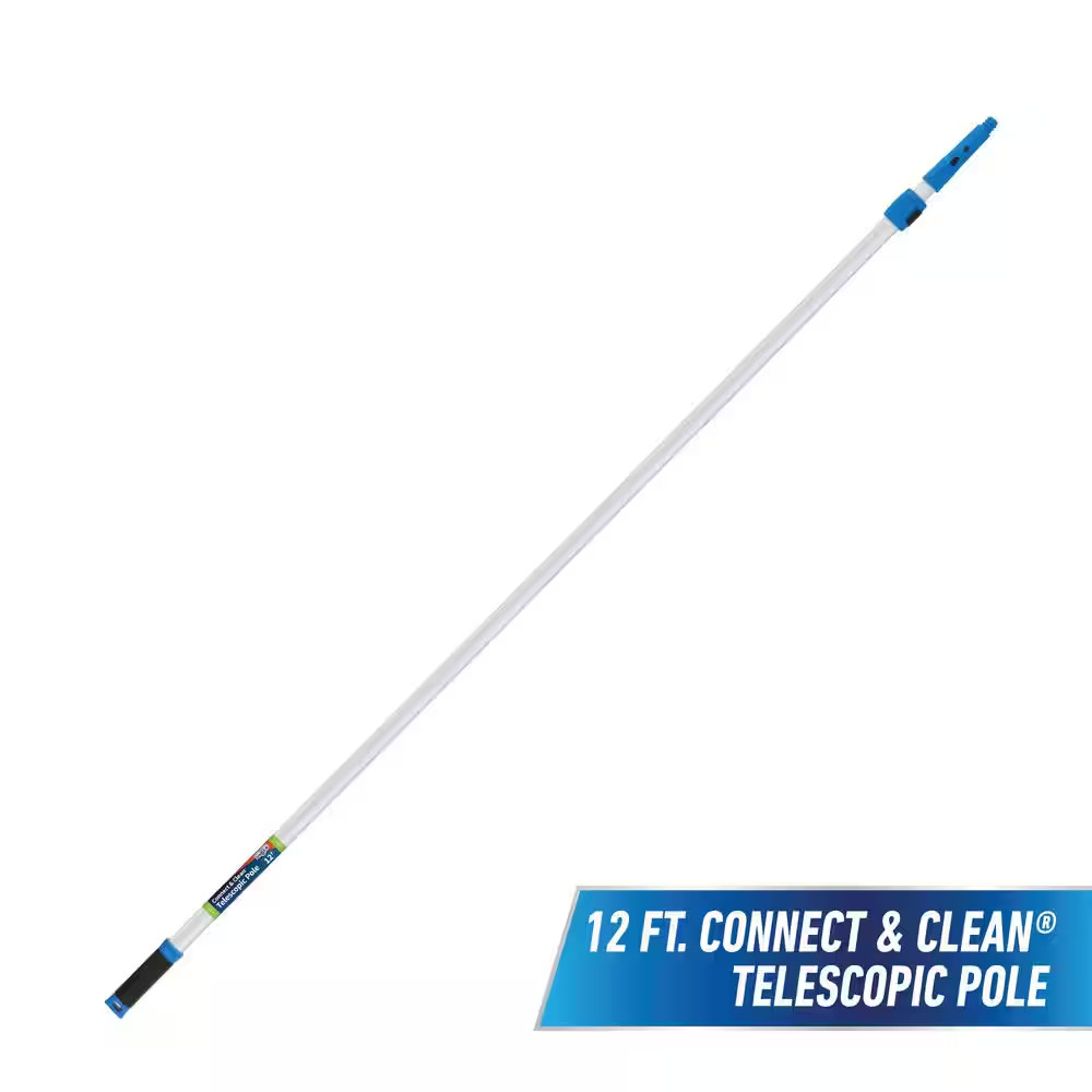 12 Ft. Aluminum Telescoping Pole with Connect and Clean Locking Cone and Quick-F
