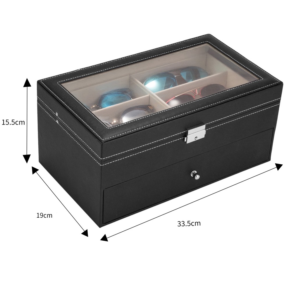 12 Piece Eyeglasses Storage and Glasses Display Drawer Lockable Case Organizer