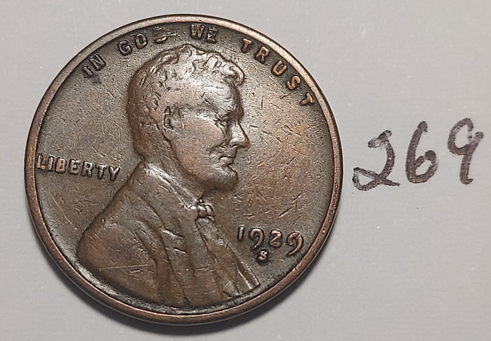 1929-S Lincoln Wheat Cent  FINE  #269