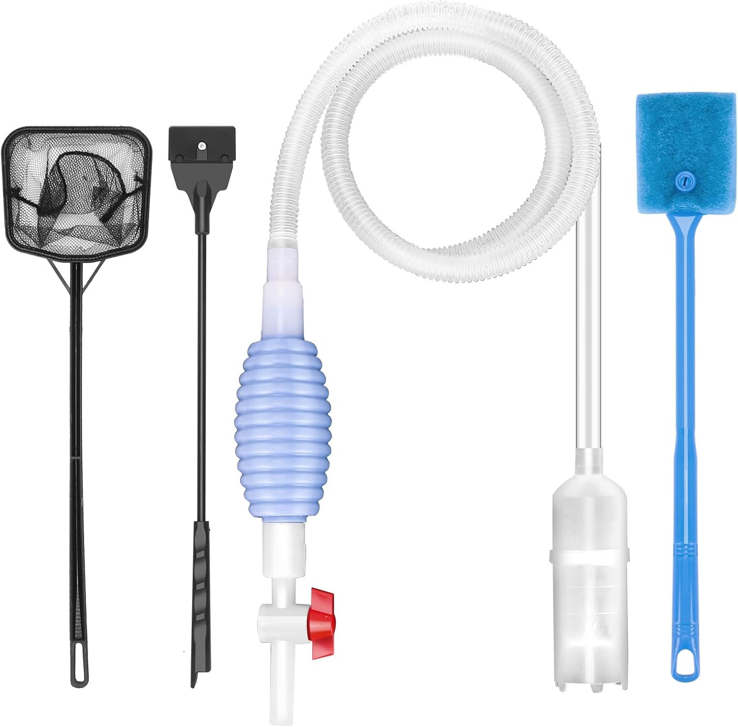 Fish Tank Cleaning Kit Set of 4 Pieces, Aquarium Siphon Algae Scraper Aquarium