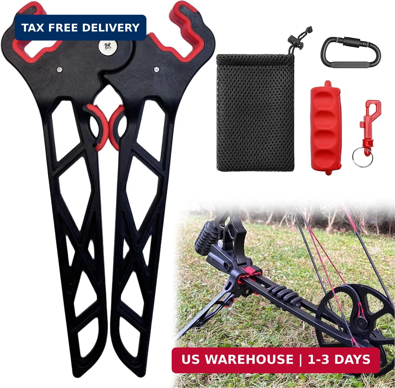 Foldable Compound Bow Stand Kit - Scissor Style Archery Kickstand with Silicone