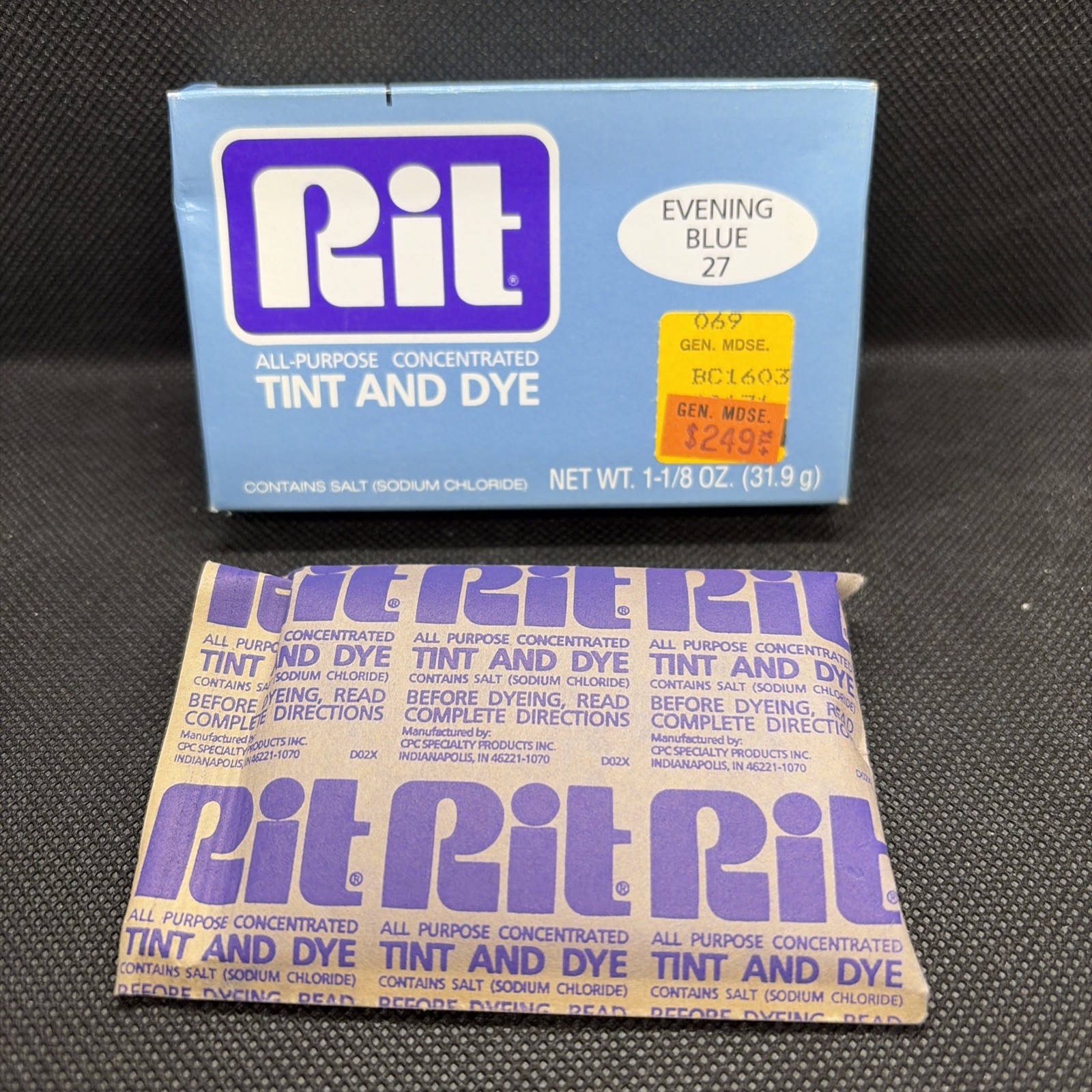Vintage RIT Dye Evening Blue #27, Unopened, Old Formula - New Old Stock -