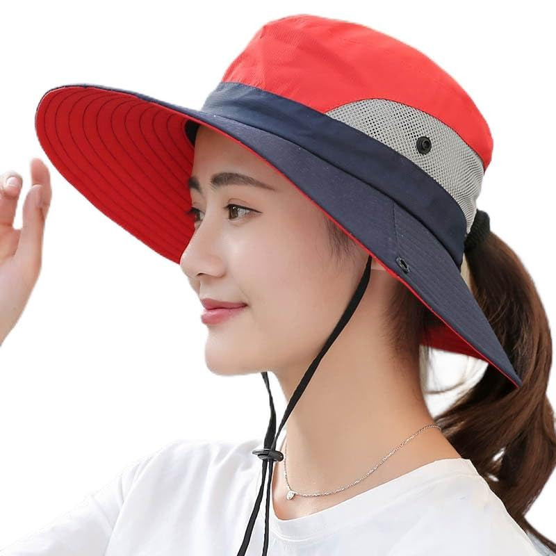 Men/Women Outdoor Fashion UV Sun Protection Waterproof One Size Hat1-red