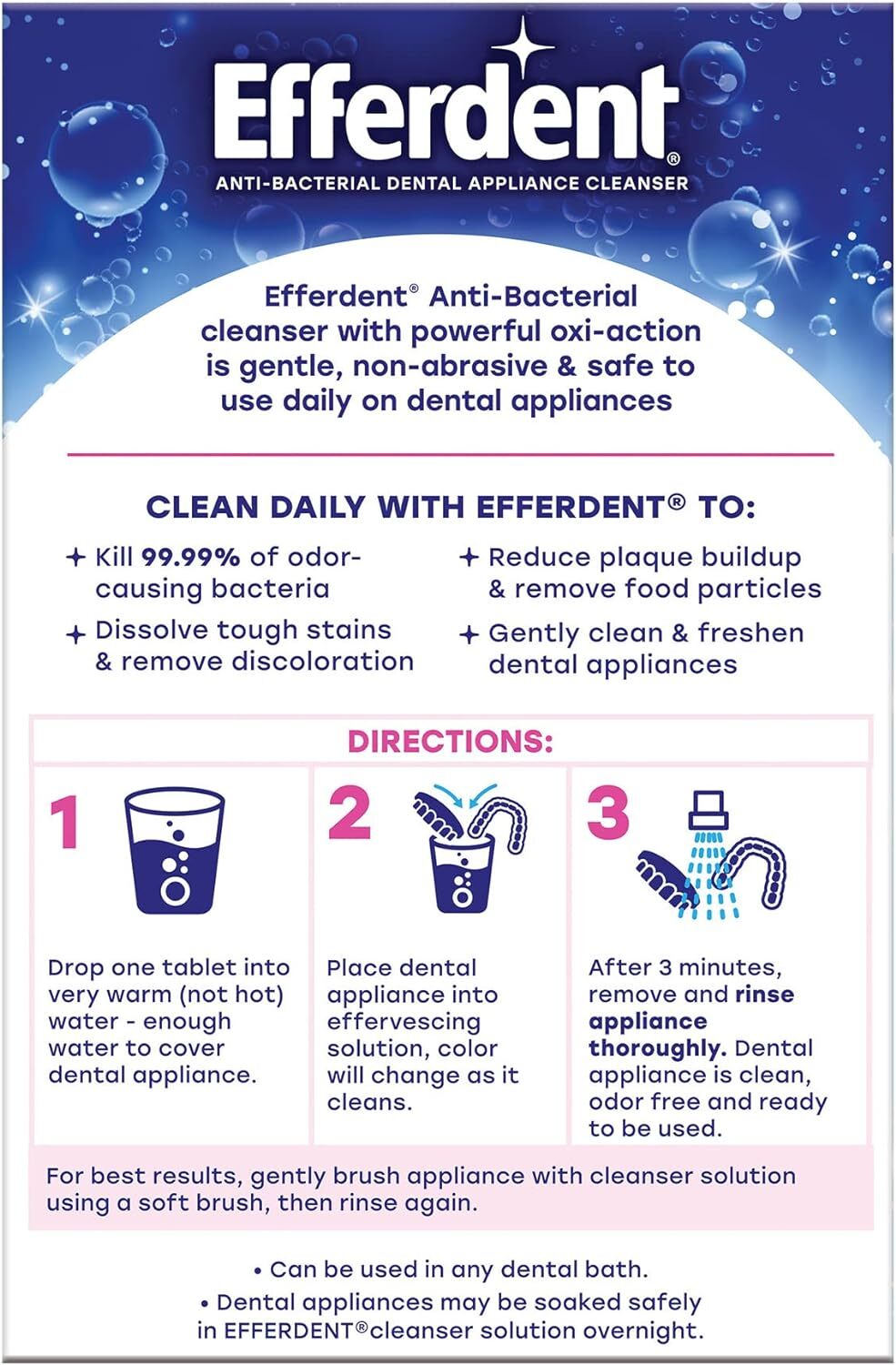 Efferdent Denture Cleanser Tablets, Complete Clean, 126 Tablets
