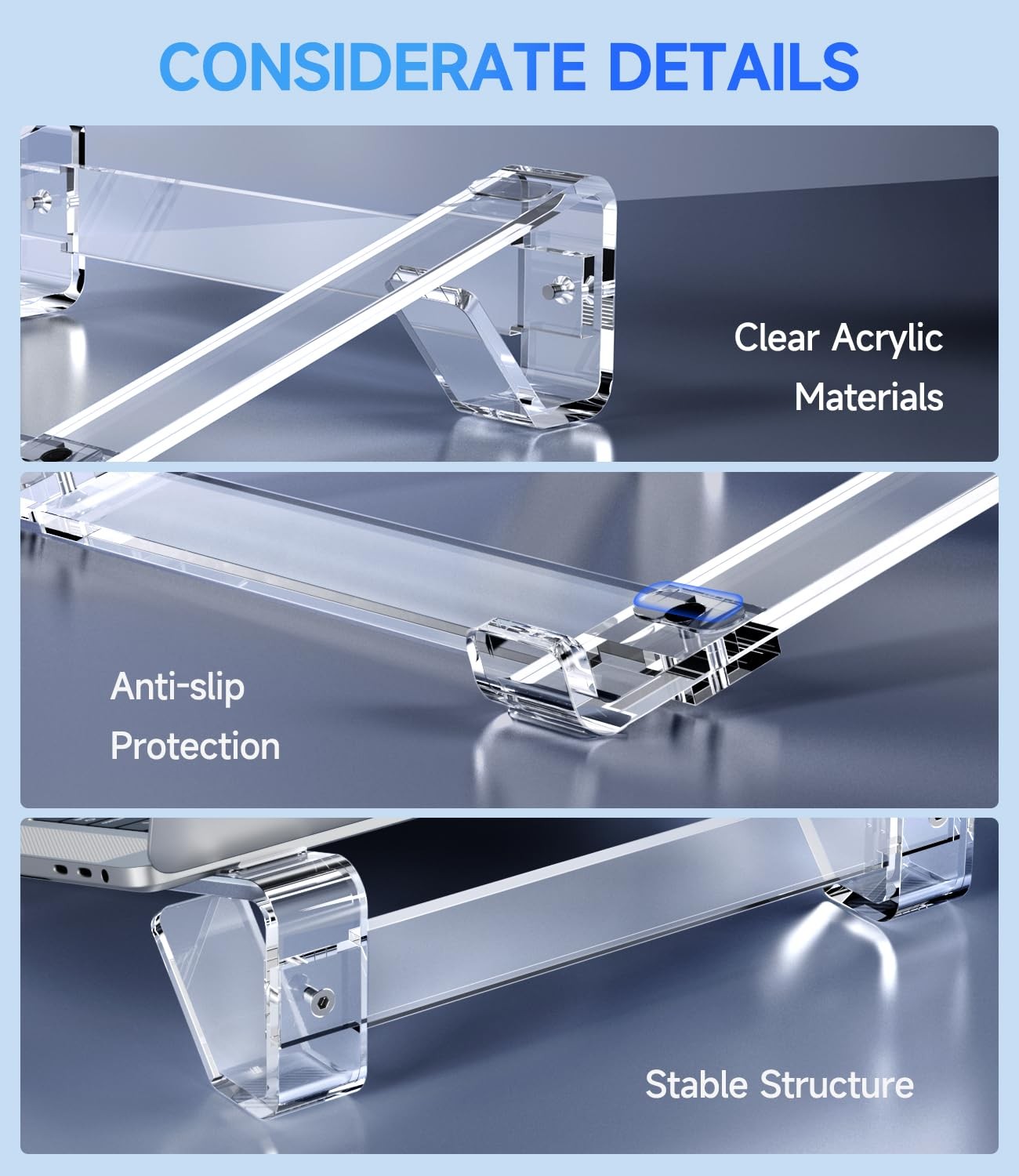 Acrylic Laptop Stand Desk Clear Riser Compatible With 1015.6 Inch Laptops