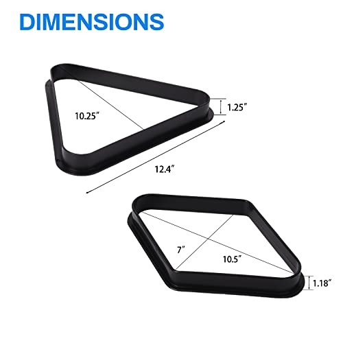 Black Plastic Billiard Pool Ball 8-Ball Triangle Triangle & Diamond Racks