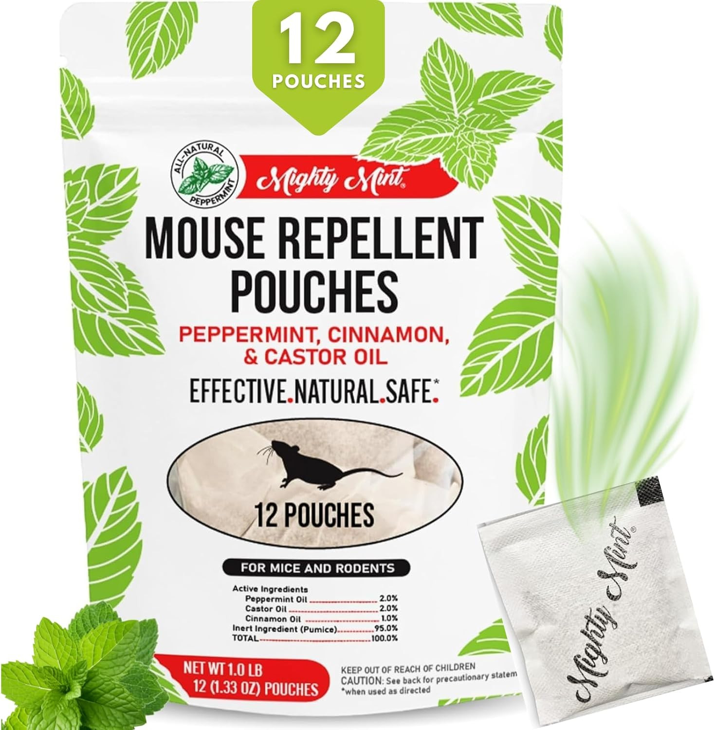 Mouse Repellent Pouches – Peppermint, Castor Oil & Cinnamon Formula – Natural In