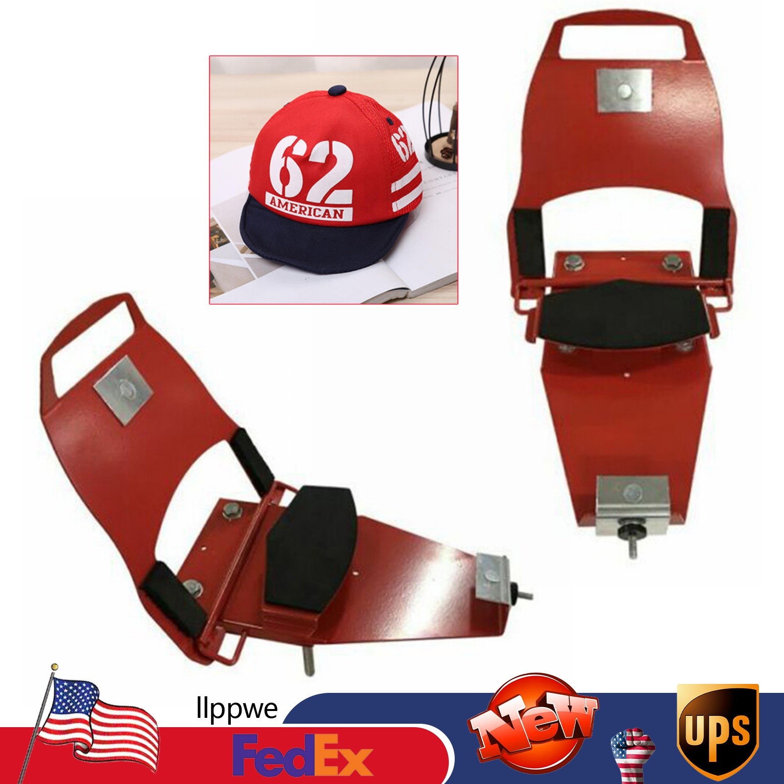Hat Champ Silk Printer Clamp W/ Standard Platen Screen Printing Pallet 6"x3.375"