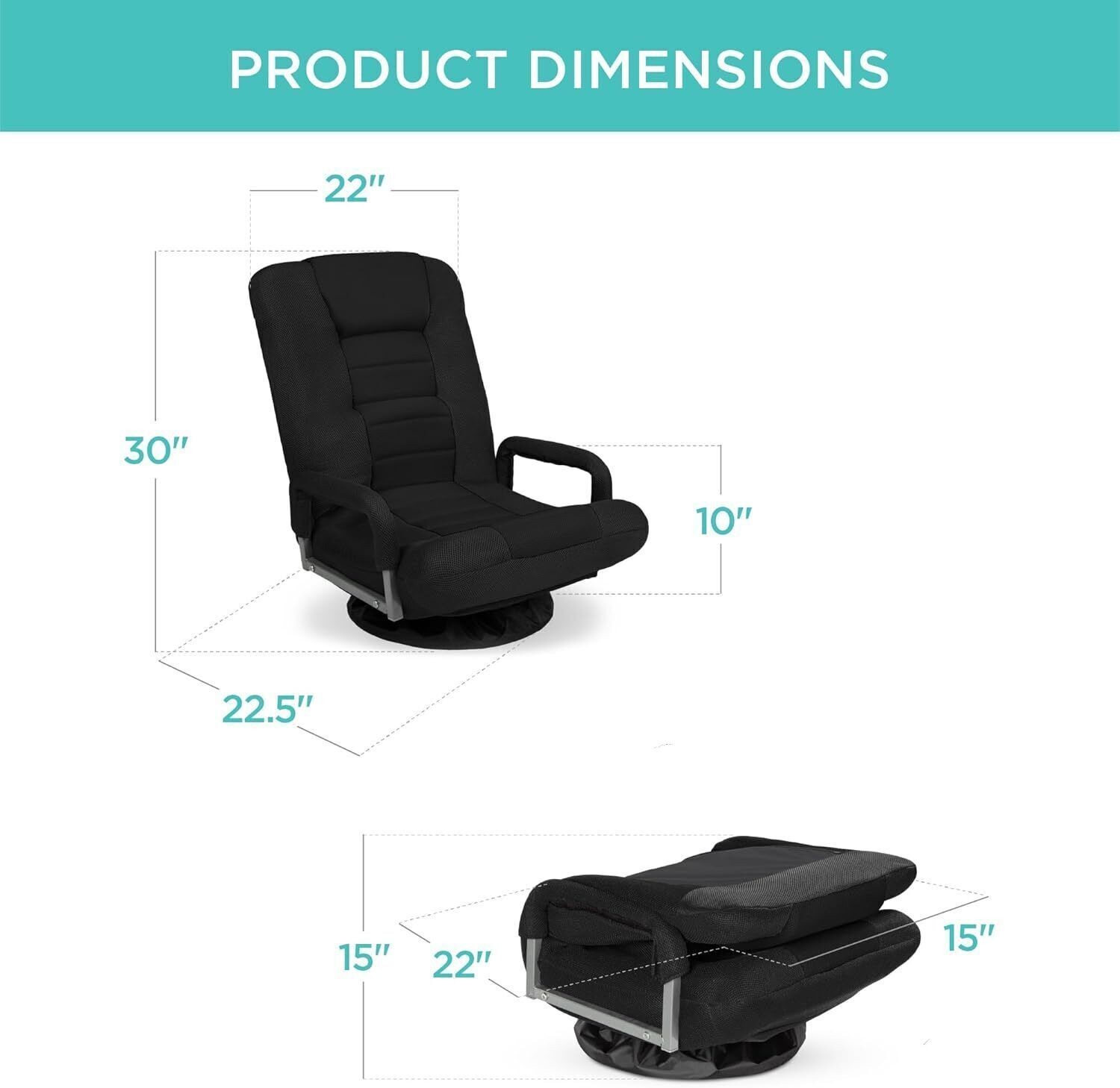 Adjustable 360 Degree Swivel Gaming Chair Floor Chair Rocker w/Lumbar Support