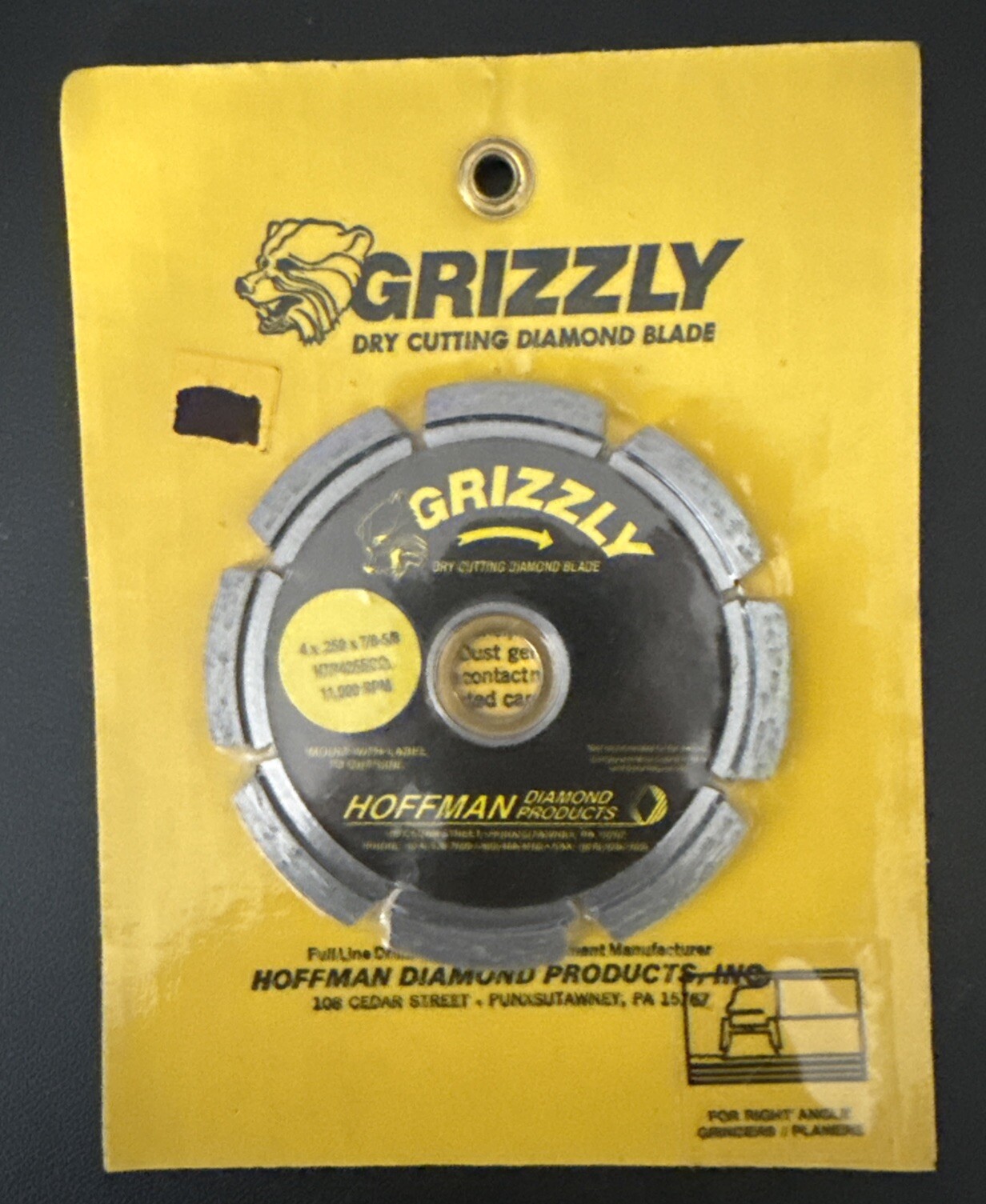 GRIZZLY HOFFMAN 4” CIRCULAR DRY CUTTING DIAMOND BLADE HTP425HECO GRINDER