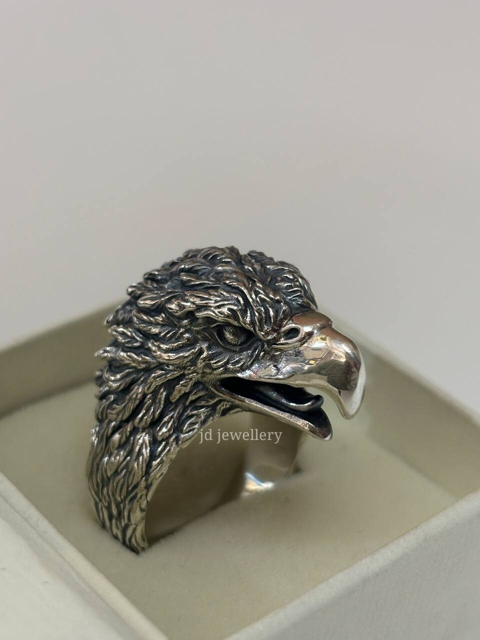 Eagle Head Ring Silver 925 Sterling Silver Intricate Design Handmade Artisan