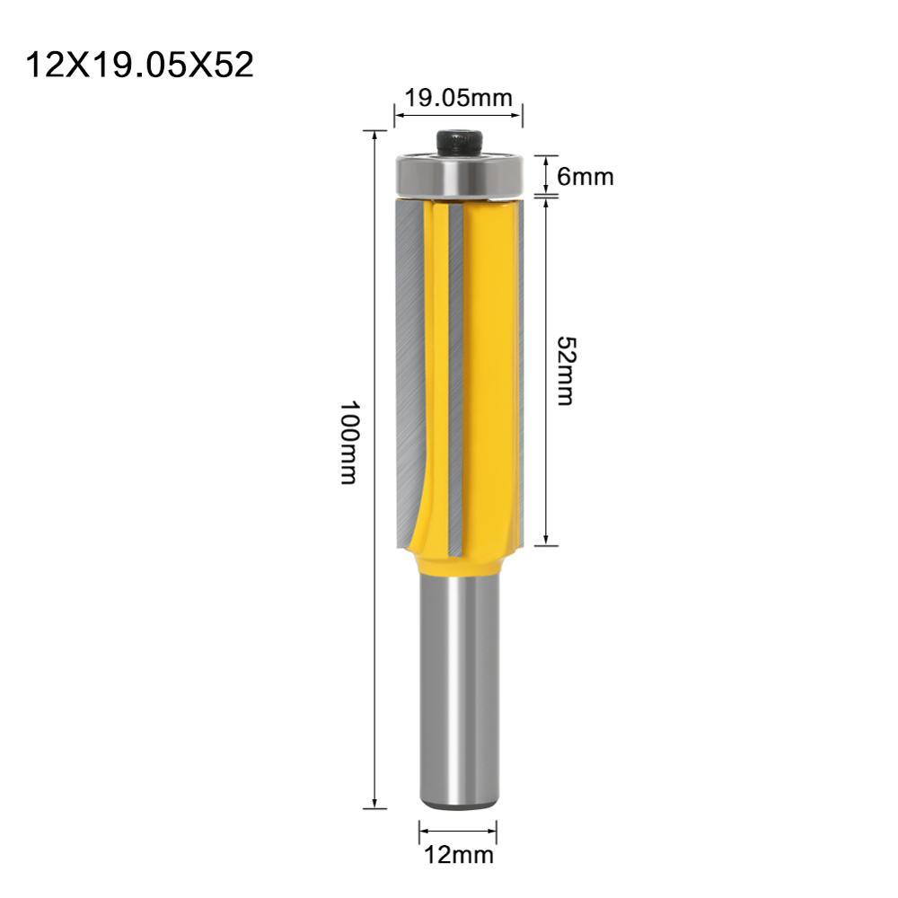 2pcs 12mm Flush Trim bit Z4 Pattern Router Bit Top & Bottom Bearing Bits Milling