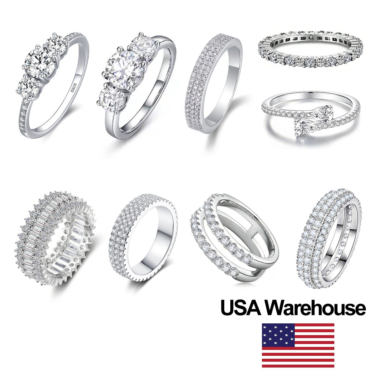 925 Sterling Silver Circular Fashion Zircon Ring for Women Wedding Jewelry