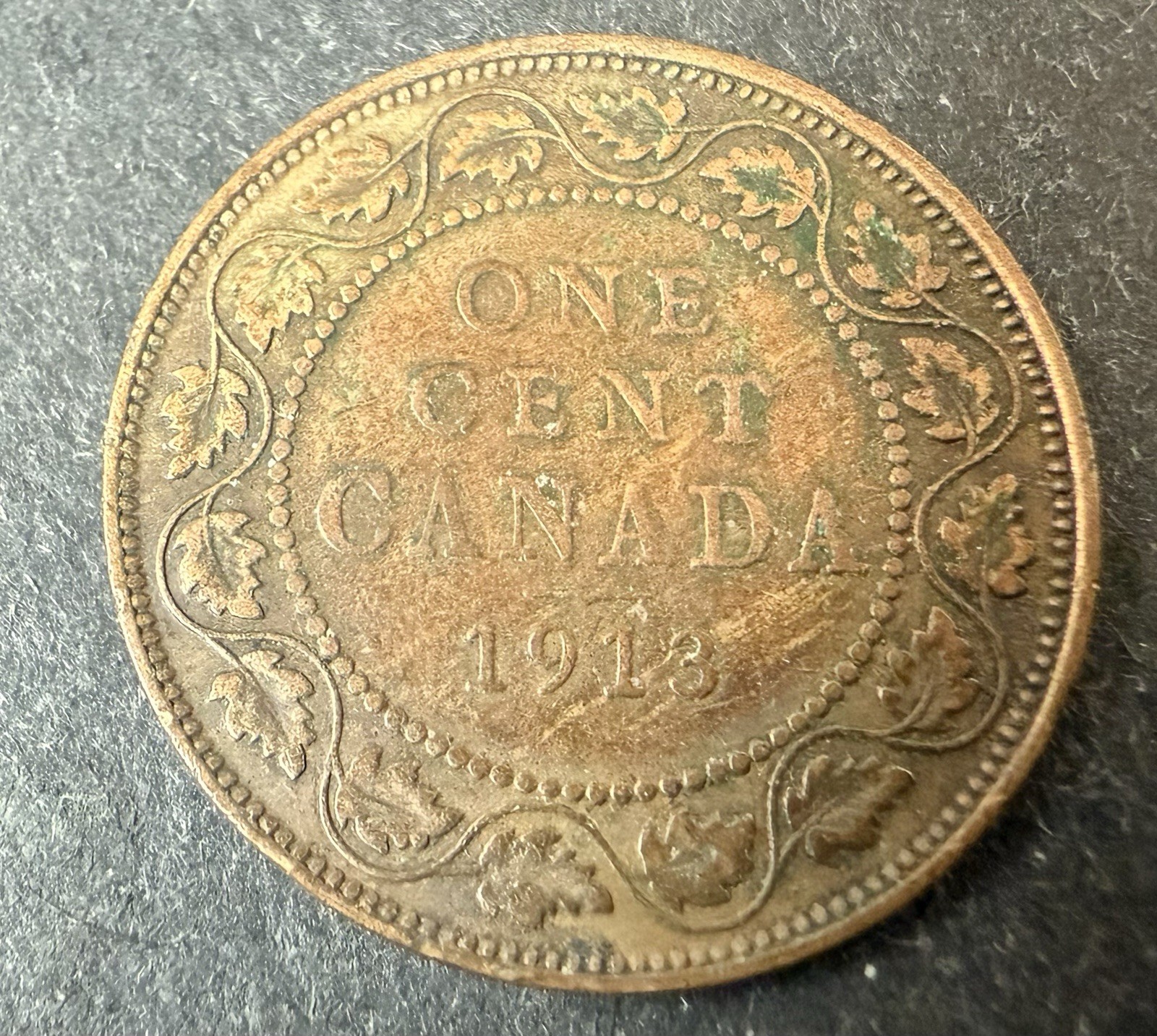 1913 1 Cent Canada Coin Ungraded (Lot 3443)