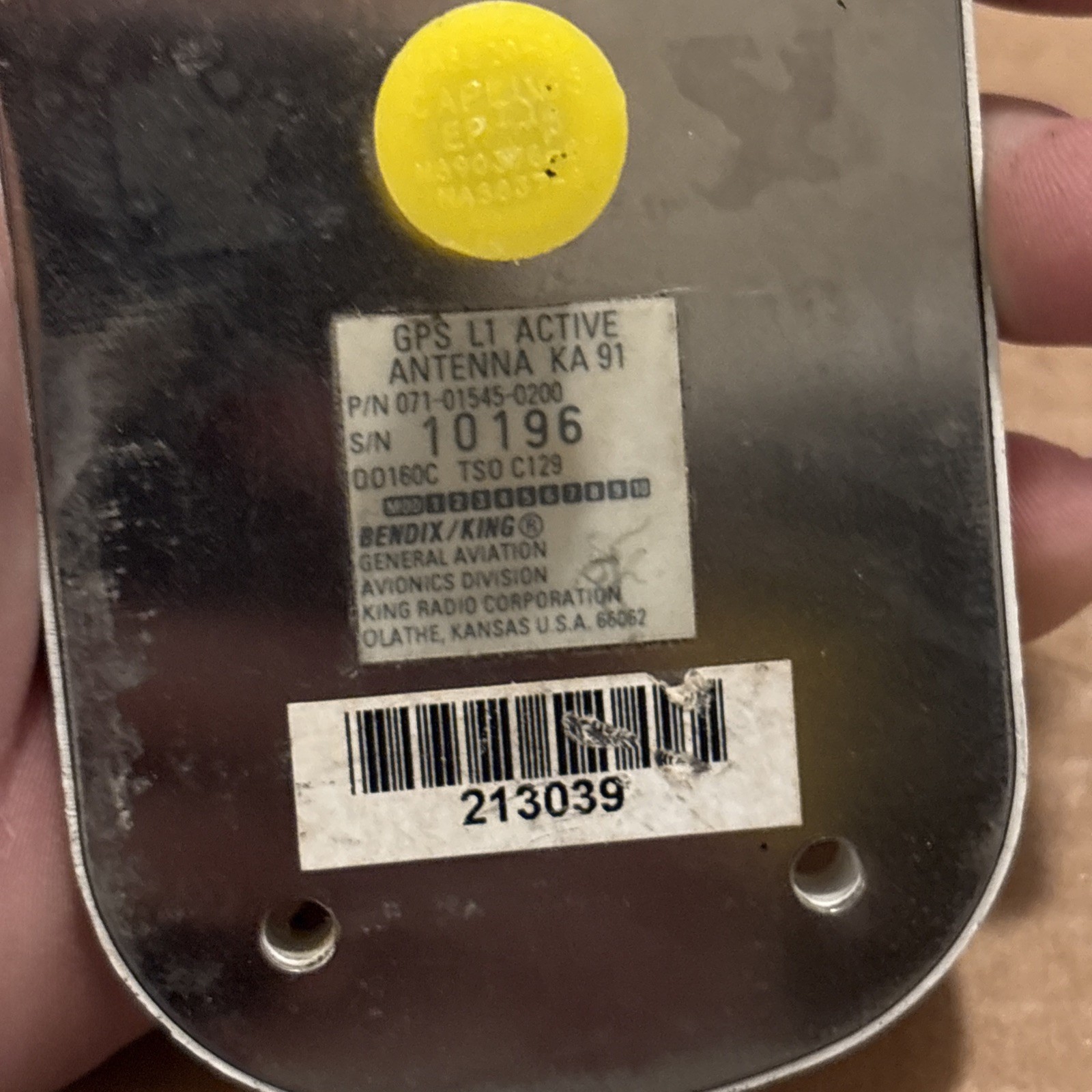 Bendix King KA 91 GPS L1 ACTIVE Antenna 071-01545-0200 Untested