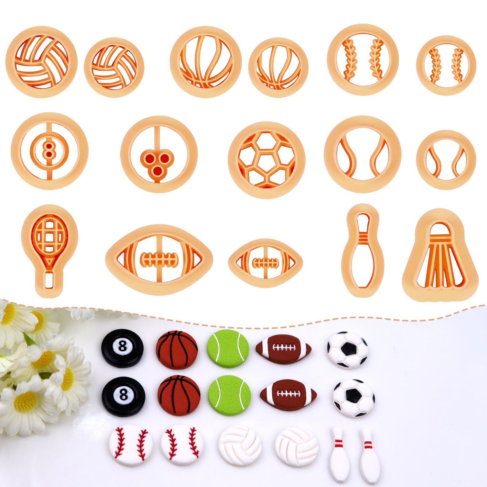 Puocaon Sports Polymer Clay Cutters - 16 Pcs for Jewelry sports (mini)