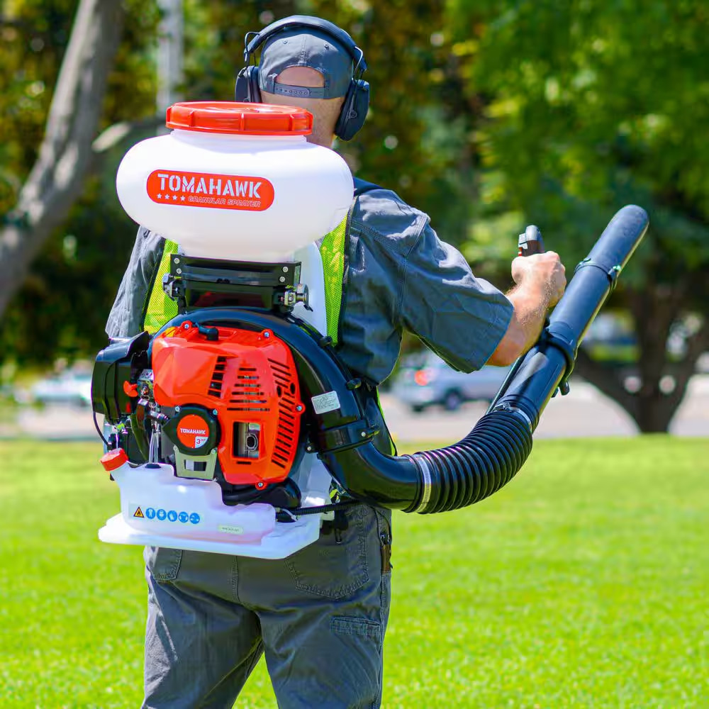 4 Gal. Backpack Motorized Spreader for Granular Fertilizer, Seed, Feed, Salt Ice