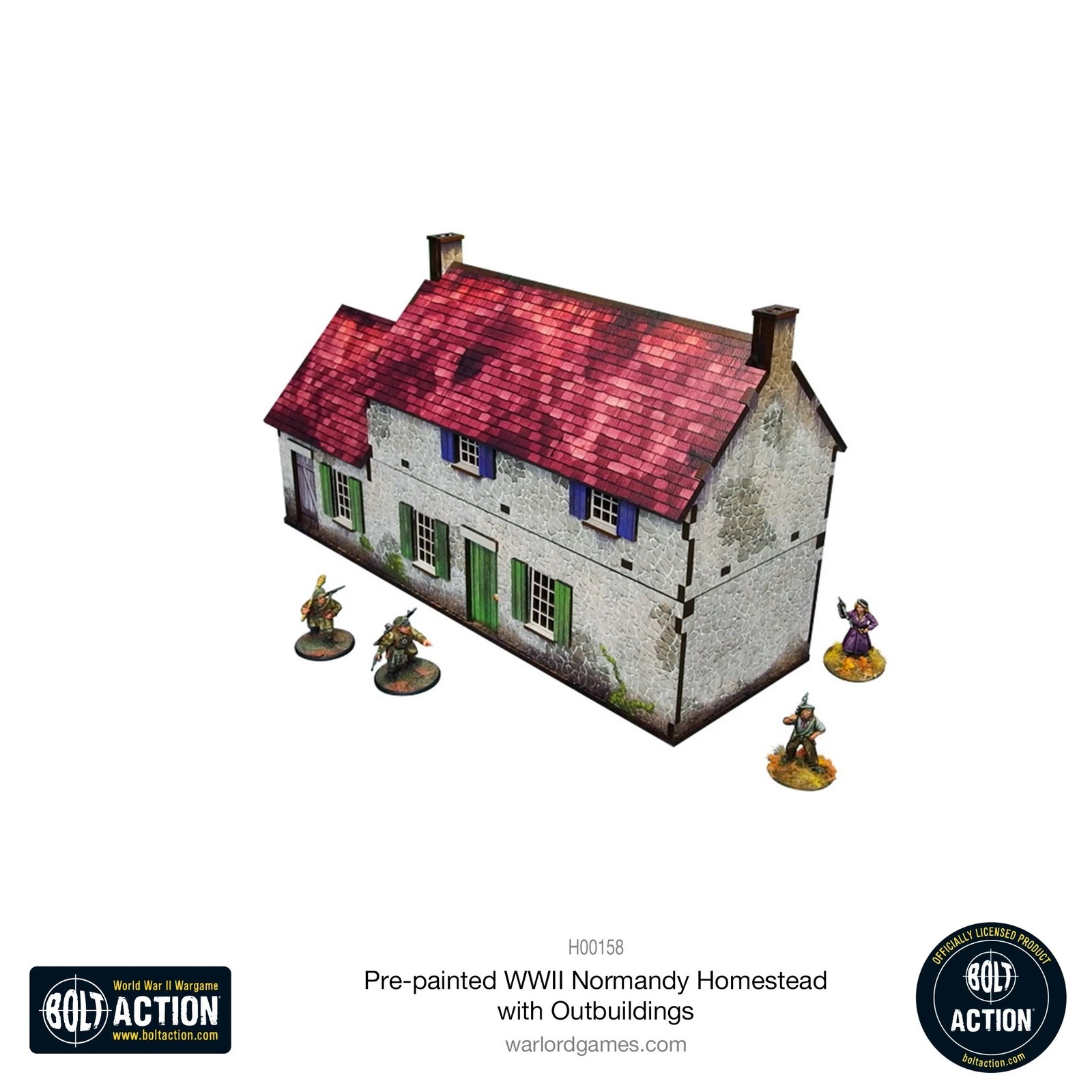 Micro Art Studio: Pre Painted WWII Normandy Homestead w/ Outbuildings