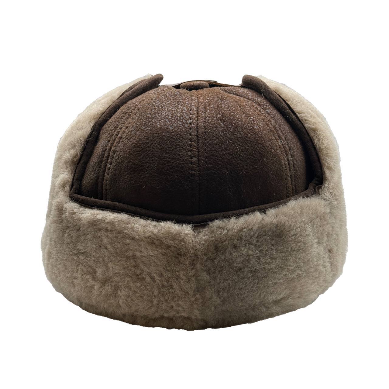 Men's FUR WINTER HAT Sheepskin Shearling LEATHER TRAPPER USHANKA Hat M-XXXL