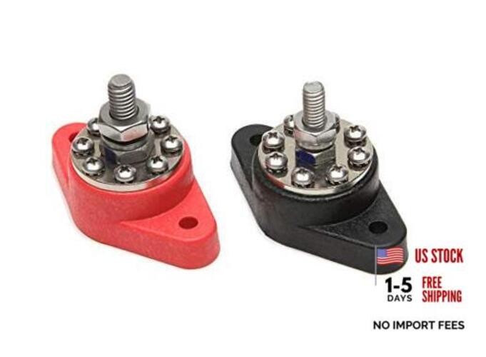 Performance 80116 8-Point Distribution Blocks, Red & Black