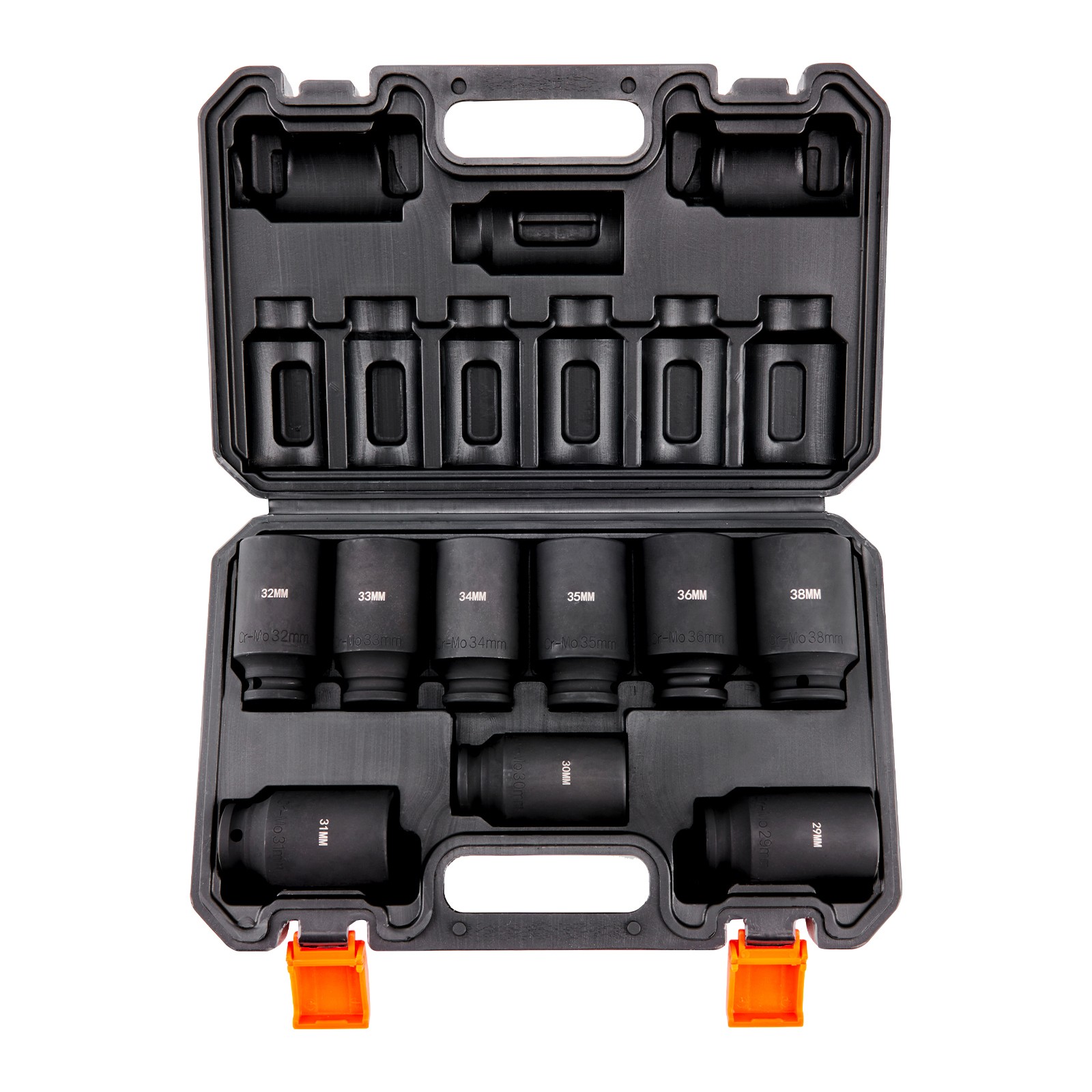Impact Sockets Set 9pcs 6-Point 1/2in Metric Drive Bit Ratchet Tool Kit 29-38mm