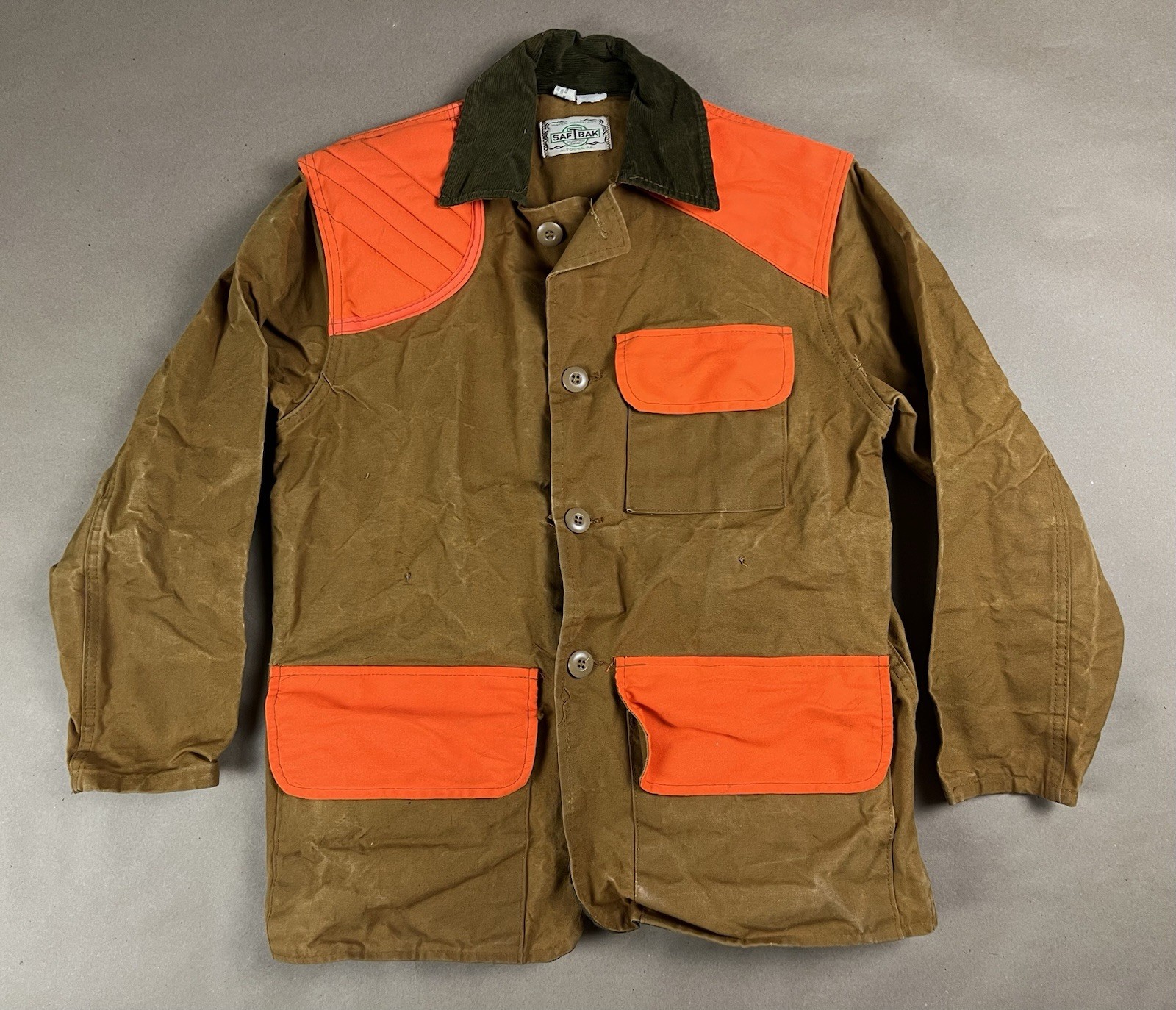 Vintage Saf T Bak Upland Hunting Jacket Mens Small Brown Blaze Orange Canvas USA