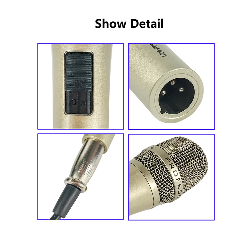 Dynamic Microphone Wired Handheld Unidirectional Karaoke KTV Mic W/XLR Cable Mic