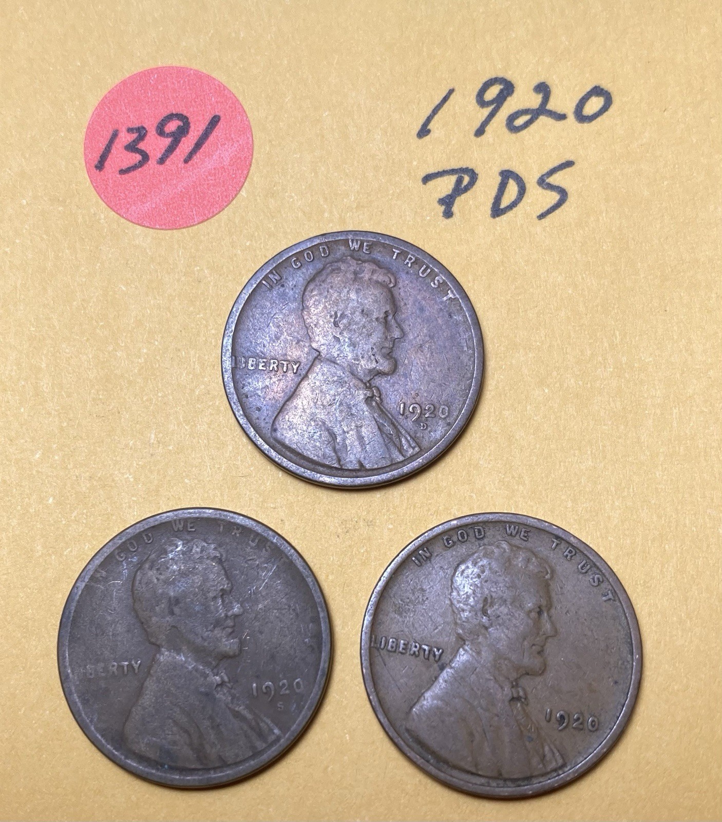 1920 PDS Lincoln Wheat Cent #1391