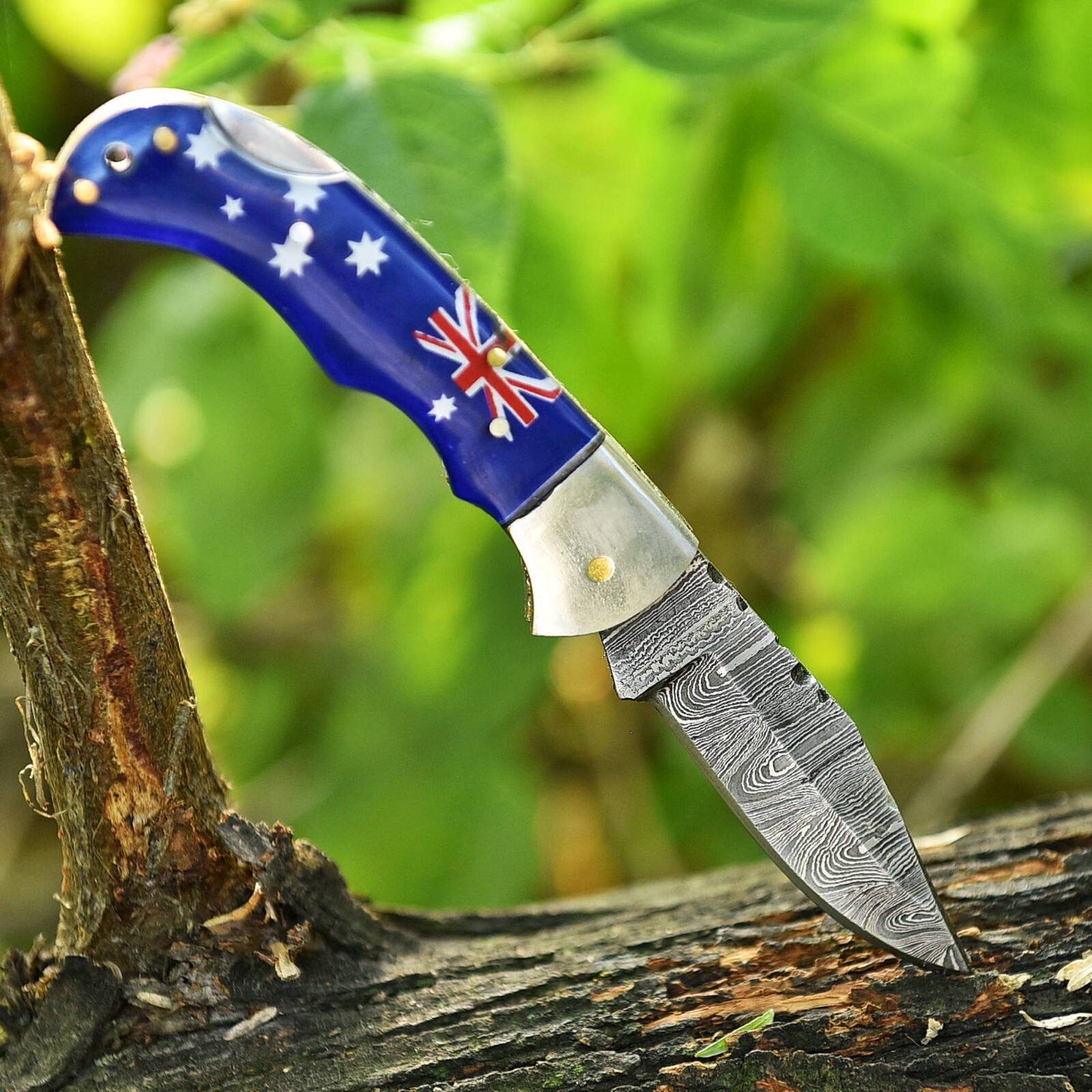 CUSTOM HANDMADE FORGED DAMASCUS STEEL FOLDING POCKET KNIFE CAMPING KNIFE