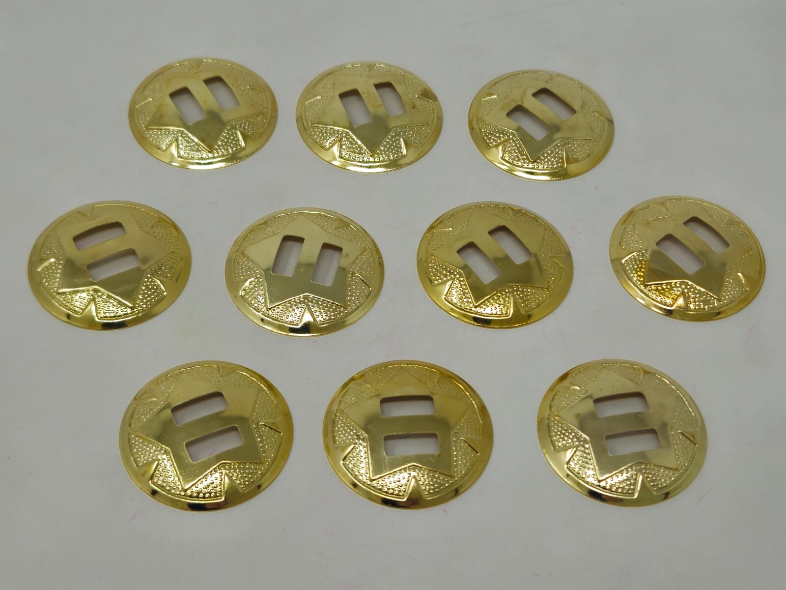 10 Star Gold Tone Metal Western Bolo Slotted Concho Slides Scarf Belt Buckles