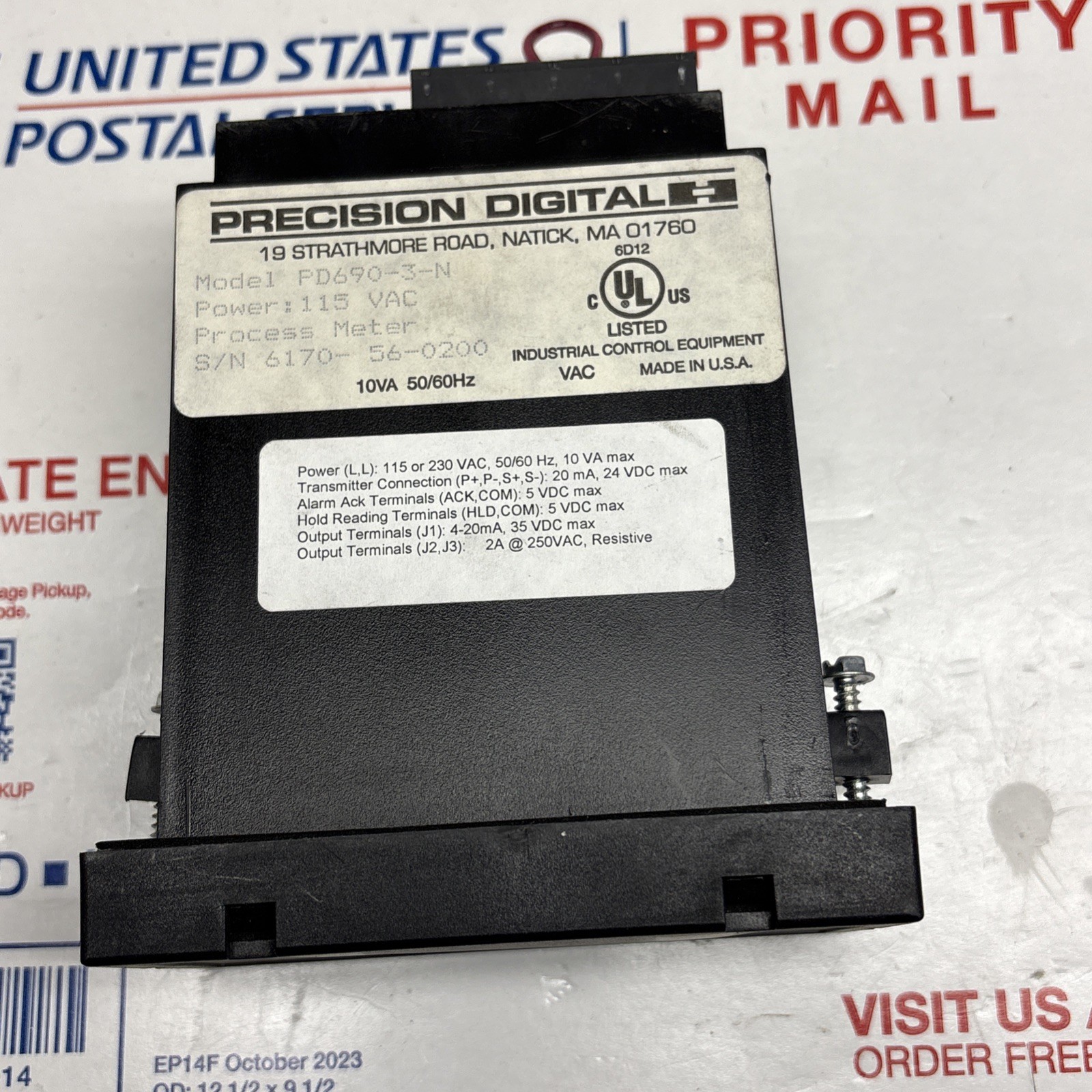 PRECISION DIGITAL,PD690-3-N UNIVERSAL PROCESS METER 115 VAC